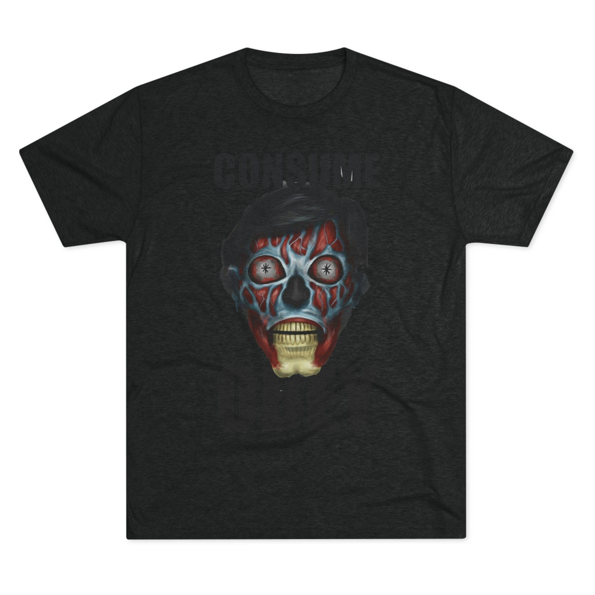Obey Consume Alien Skull Tee — Dystopian Sci‑Fi Graphic T-Shirt Printify