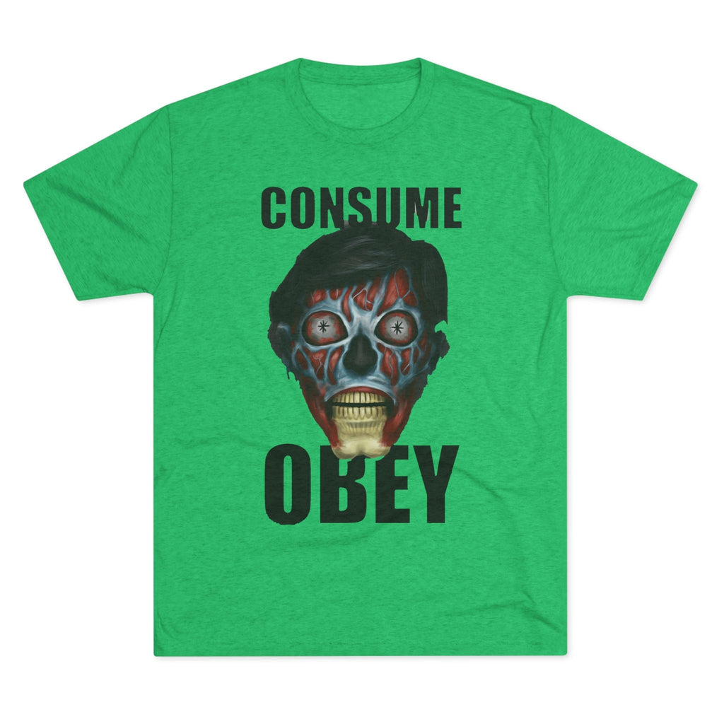 Obey Consume Alien Skull Tee — Dystopian Sci‑Fi Graphic T-Shirt Printify