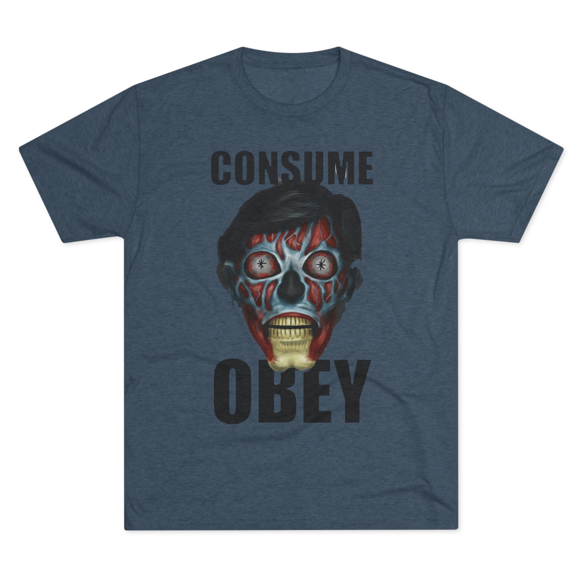 Obey Consume Alien Skull Tee — Dystopian Sci‑Fi Graphic T-Shirt Printify