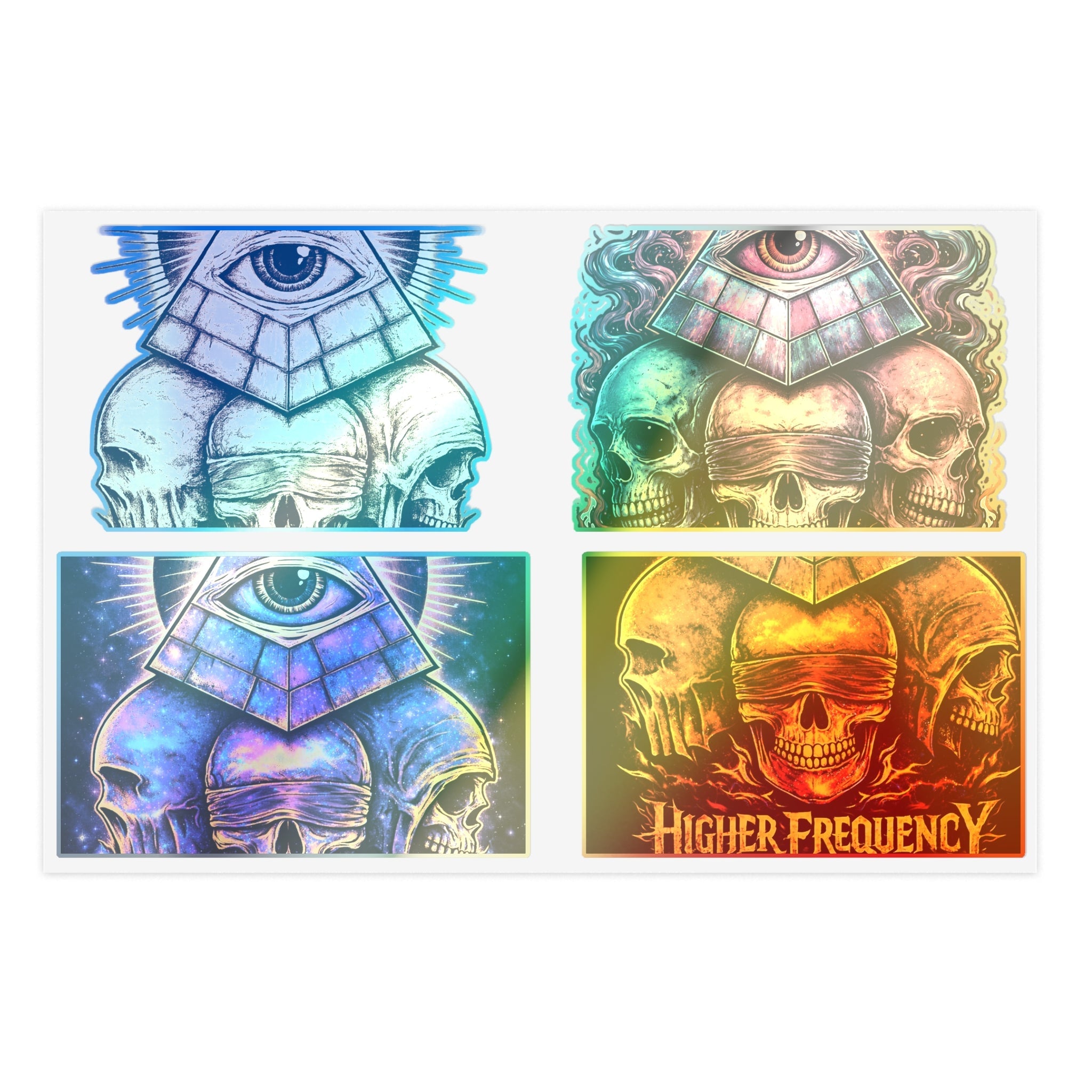 Occult Skull Sticker Sheet — Higher Frequency Eye Pyramid Designs Printify