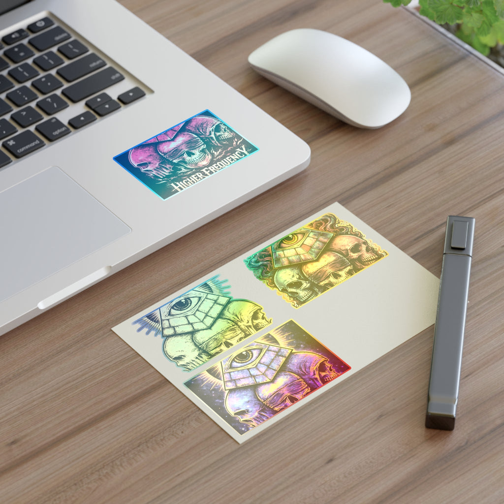 Occult Skull Sticker Sheet — Higher Frequency Eye Pyramid Designs Printify