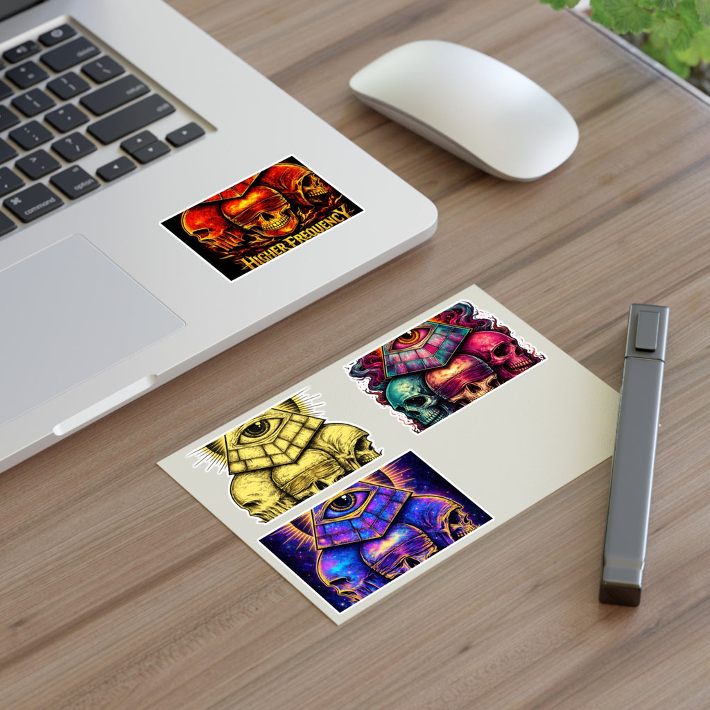 Occult Skull Sticker Sheet — Higher Frequency Eye Pyramid Designs Printify