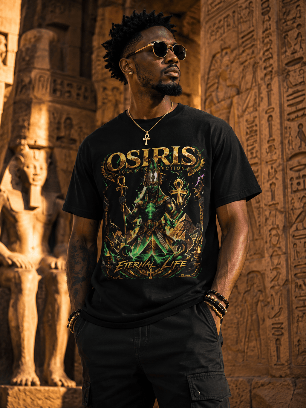 Osiris Cosmic Resurrection Tee — Eternal Life Egyptian God