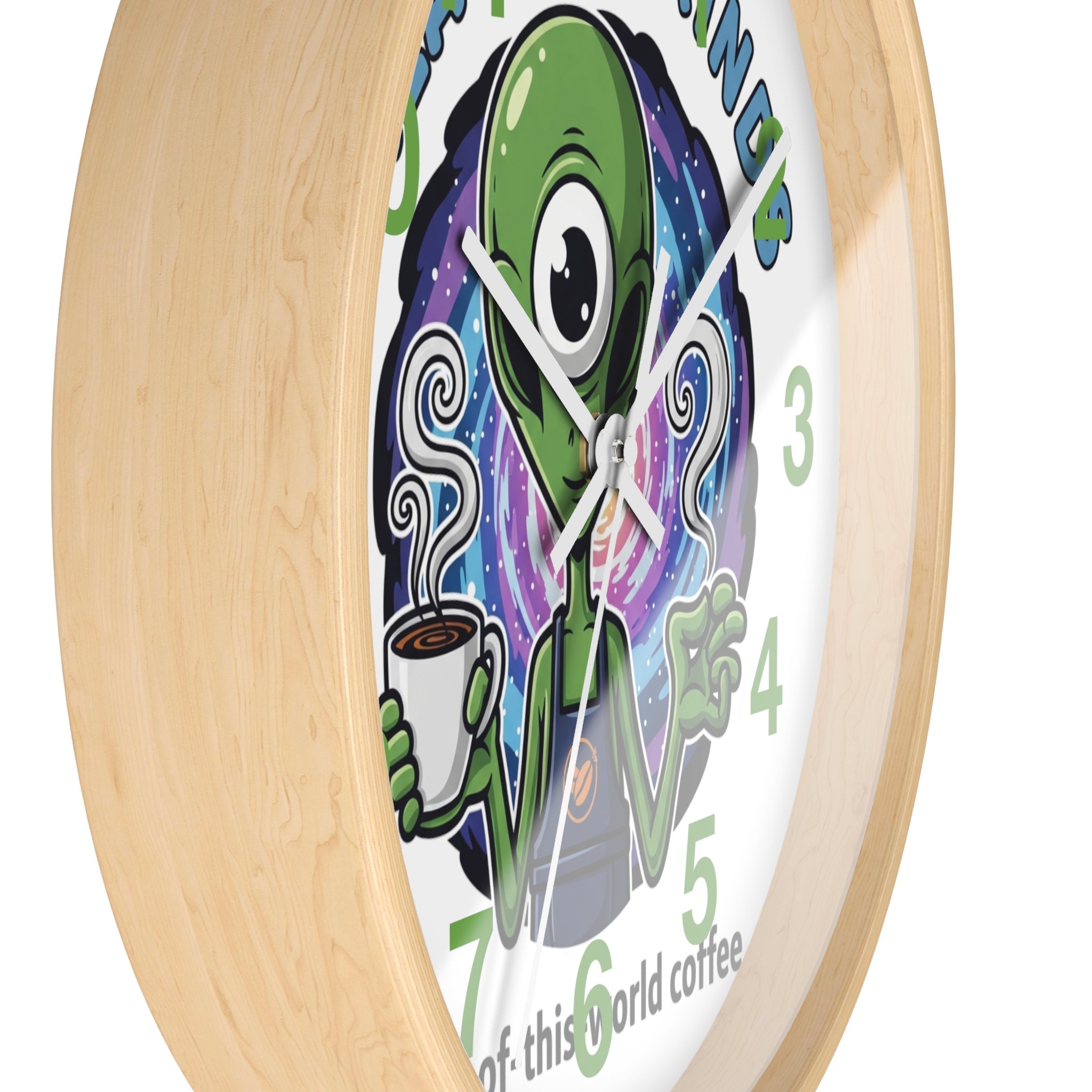 Galaxy Grinds Alien Wall Clock – Out-Of-This-World Coffee Decor Printify