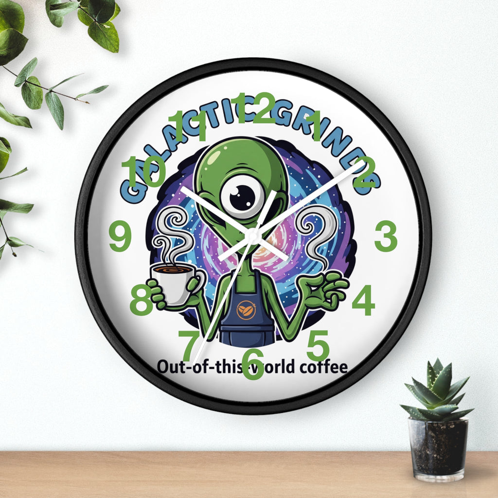 Galaxy Grinds Alien Wall Clock – Out-Of-This-World Coffee Decor Printify