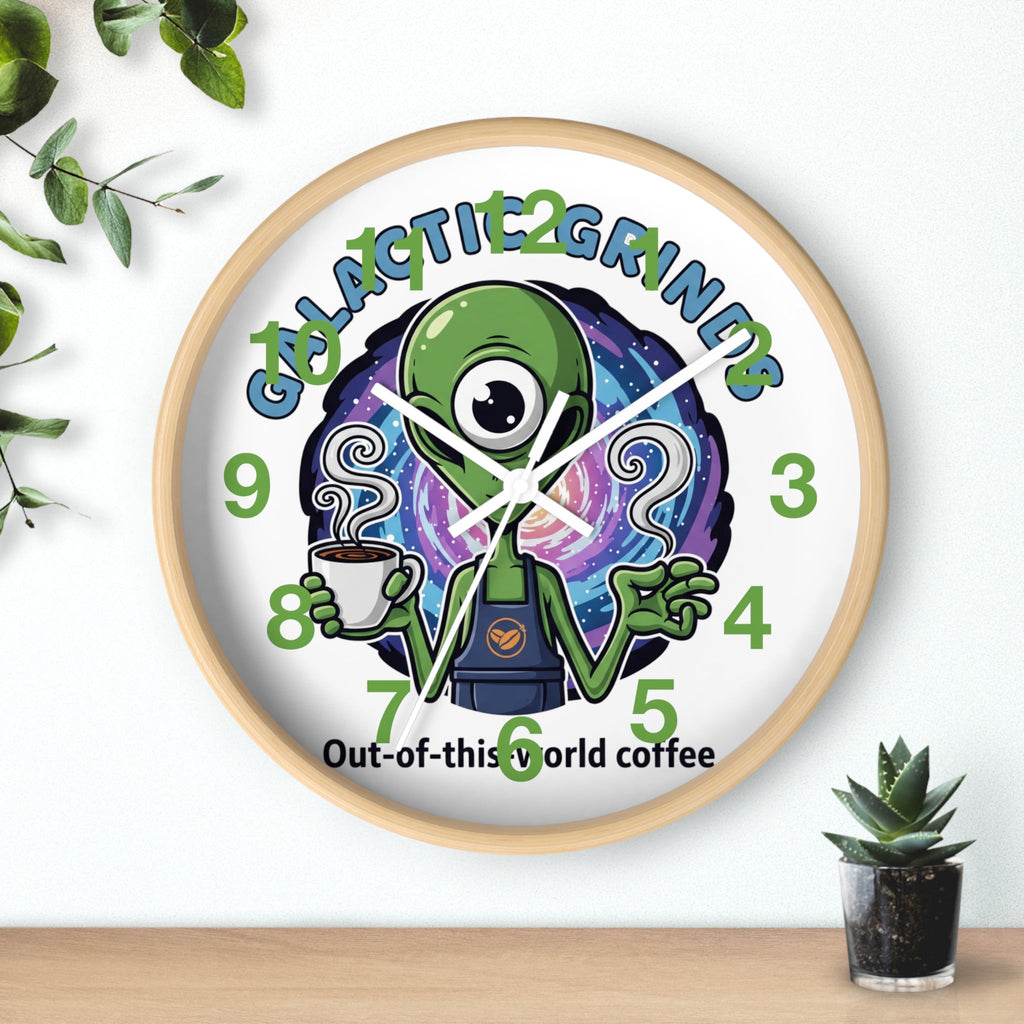 Galaxy Grinds Alien Wall Clock – Out-Of-This-World Coffee Decor Printify