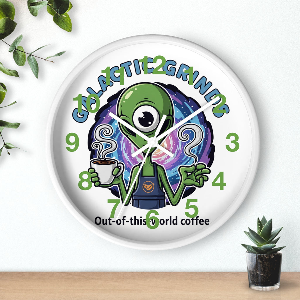 Galaxy Grinds Alien Wall Clock – Out-Of-This-World Coffee Decor Printify