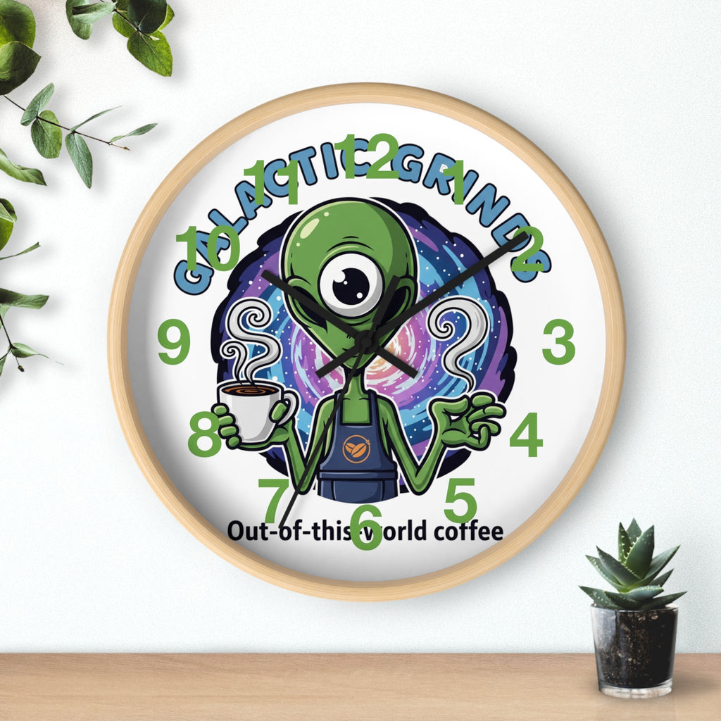 Galaxy Grinds Alien Wall Clock – Out-Of-This-World Coffee Decor Printify