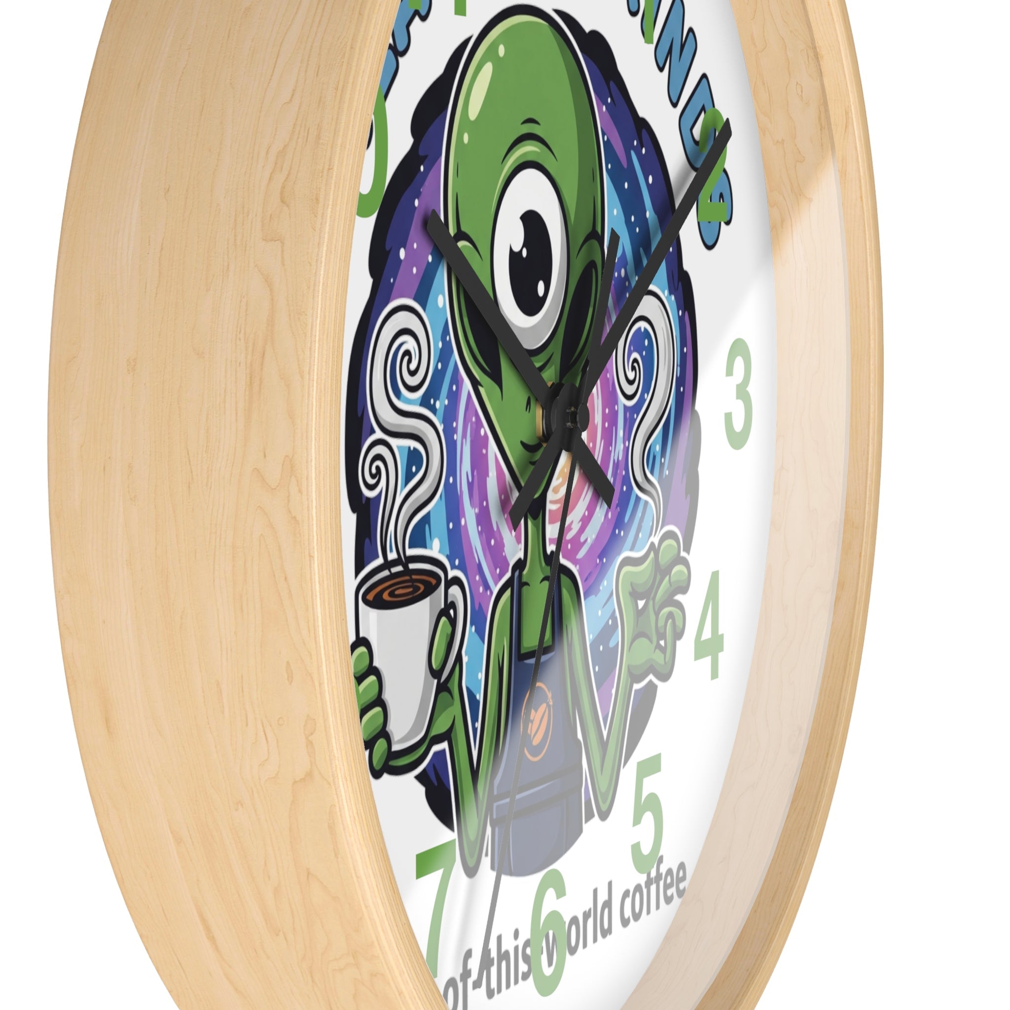 Galaxy Grinds Alien Wall Clock – Out-Of-This-World Coffee Decor Printify