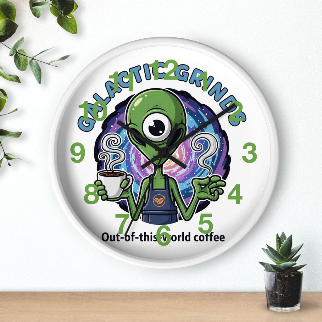 Galaxy Grinds Alien Wall Clock – Out-Of-This-World Coffee Decor Printify