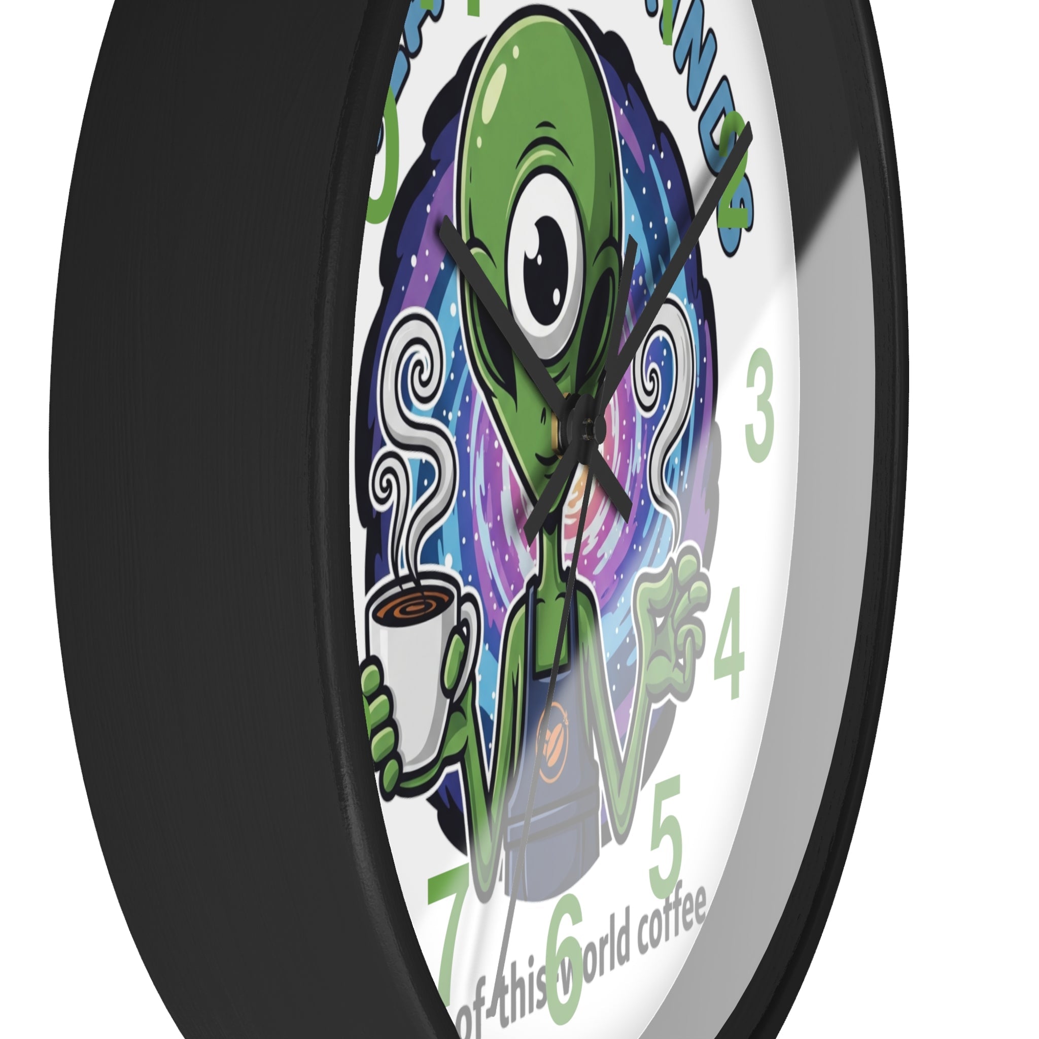Galaxy Grinds Alien Wall Clock – Out-Of-This-World Coffee Decor Printify