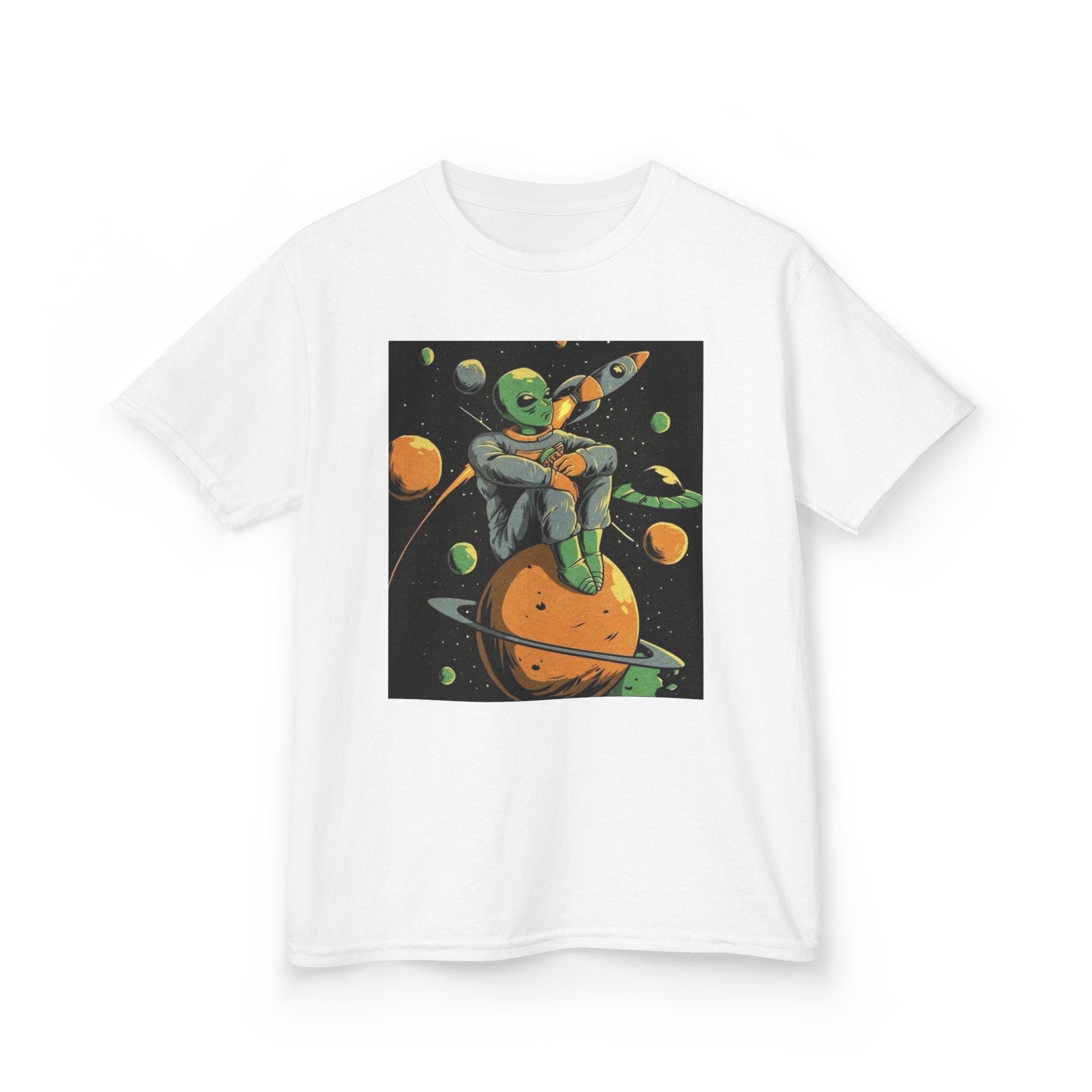 Outer Space Alien Kids Tee - Fun & Colorful Galaxy Design for Young Explorers Printify