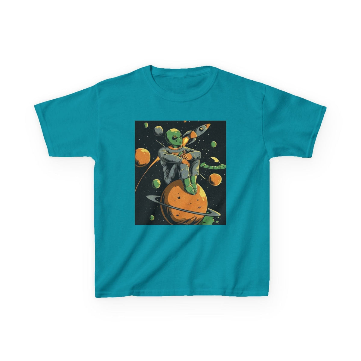 Outer Space Alien Kids Tee - Fun & Colorful Galaxy Design for Young Explorers Printify