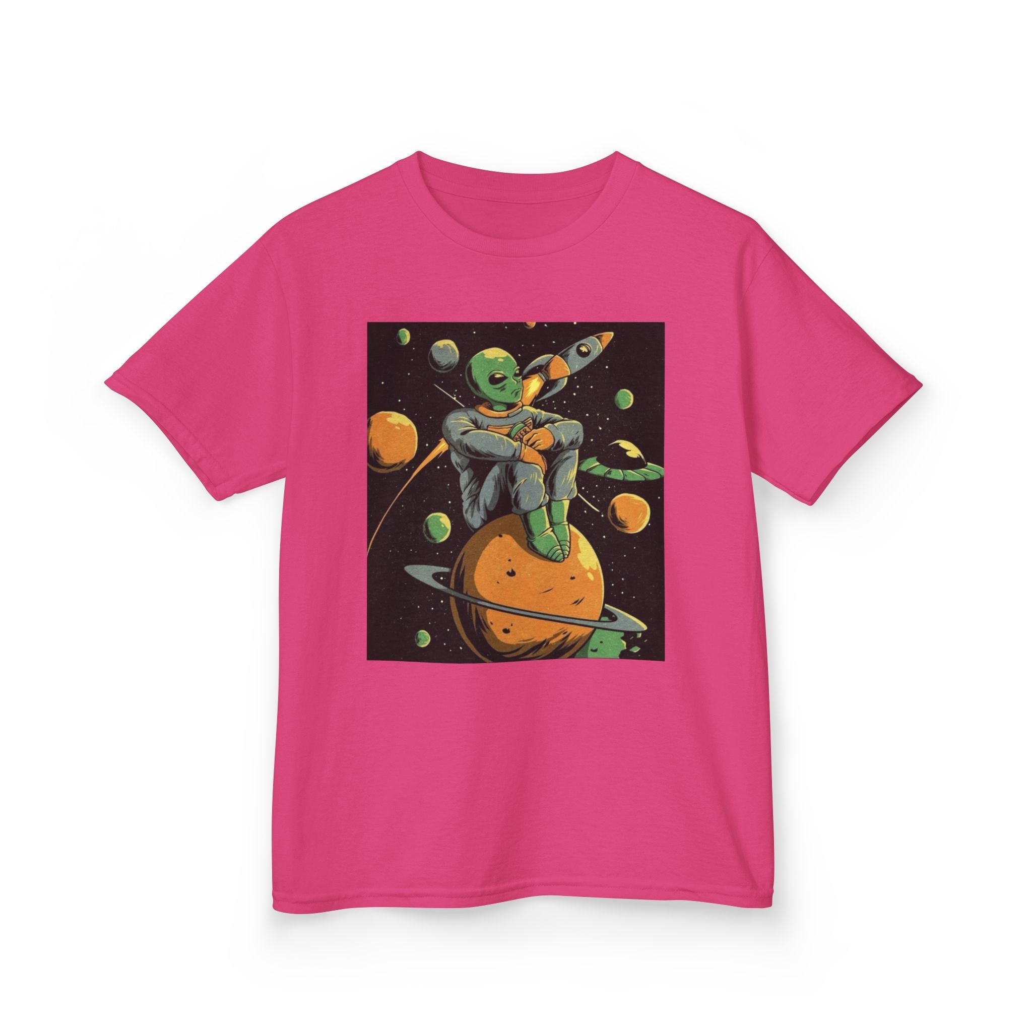 Outer Space Alien Kids Tee - Fun & Colorful Galaxy Design for Young Explorers Printify