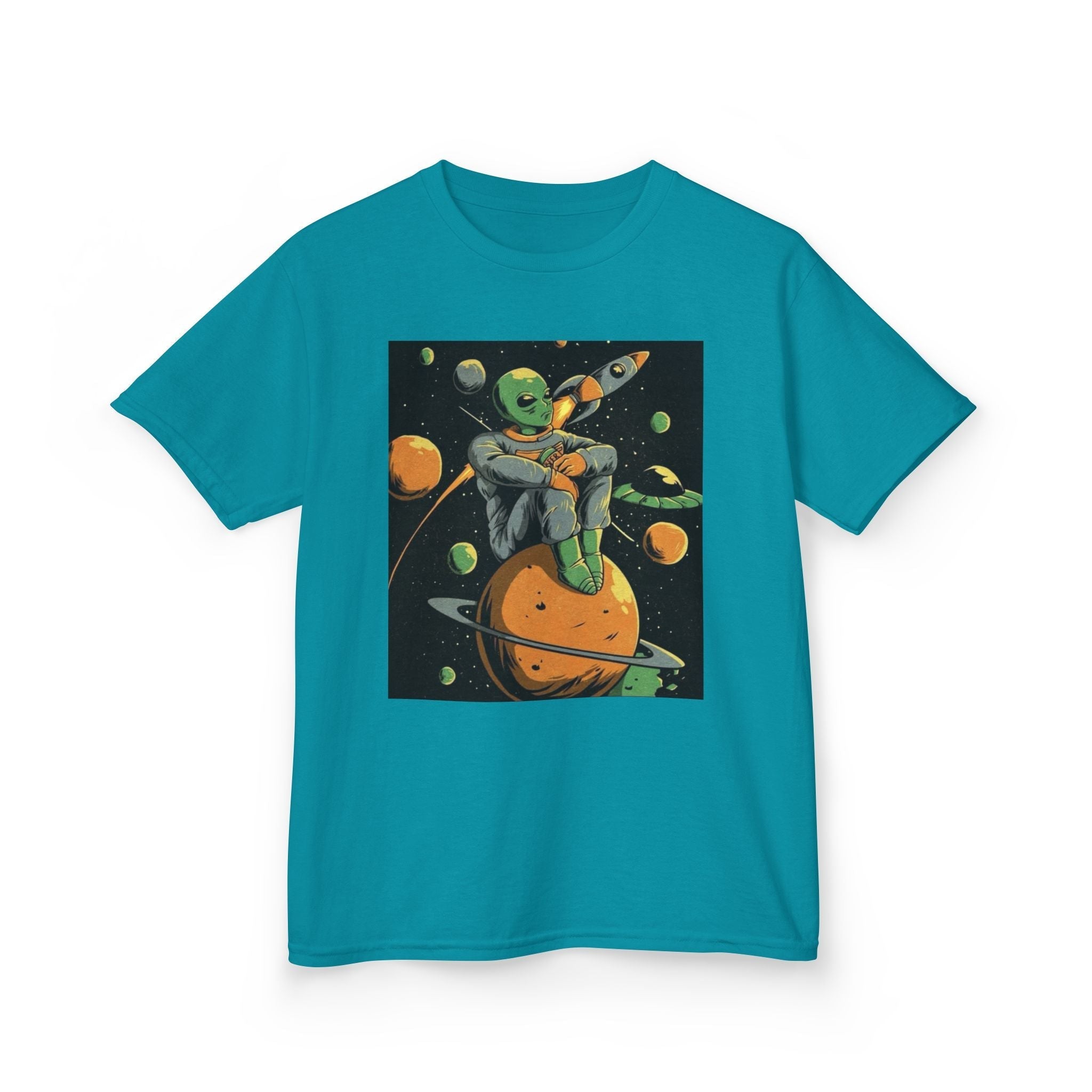Outer Space Alien Kids Tee - Fun & Colorful Galaxy Design for Young Explorers Printify