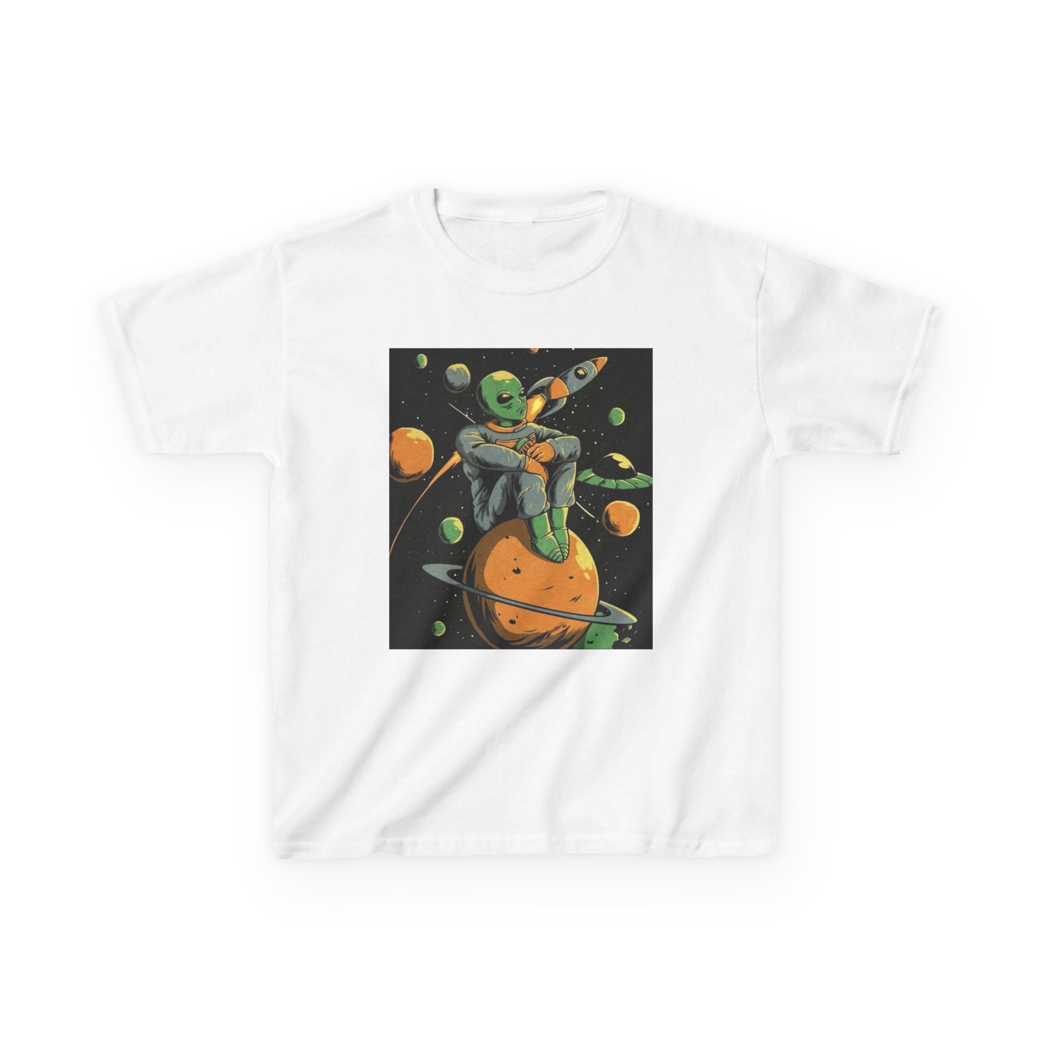 Outer Space Alien Kids Tee - Fun & Colorful Galaxy Design for Young Explorers Printify