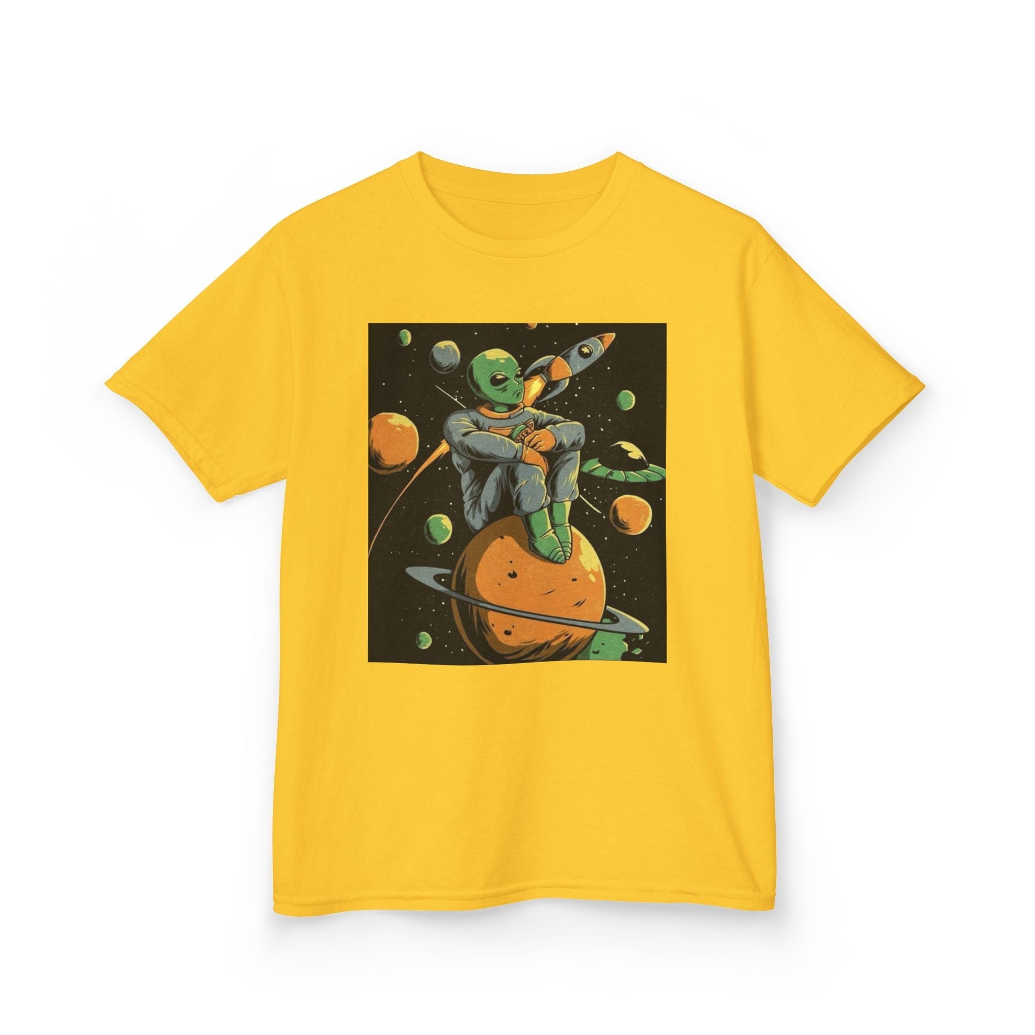 Outer Space Alien Kids Tee - Fun & Colorful Galaxy Design for Young Explorers Printify