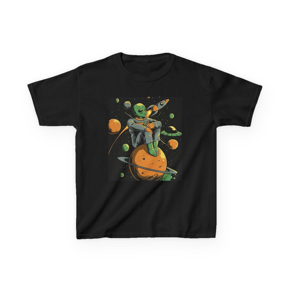 Outer Space Alien Kids Tee - Fun & Colorful Galaxy Design for Young Explorers Printify