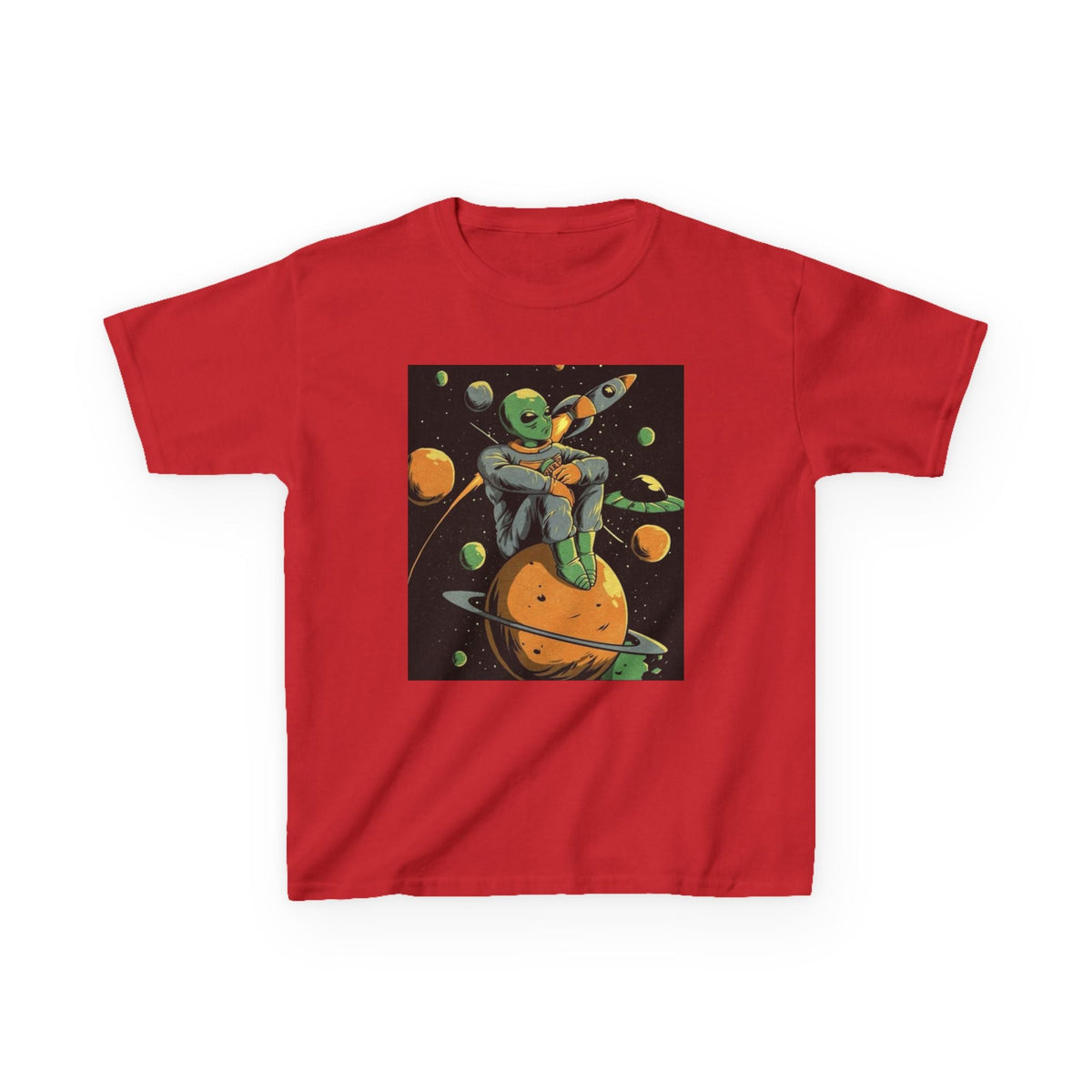 Outer Space Alien Kids Tee - Fun & Colorful Galaxy Design for Young Explorers Printify