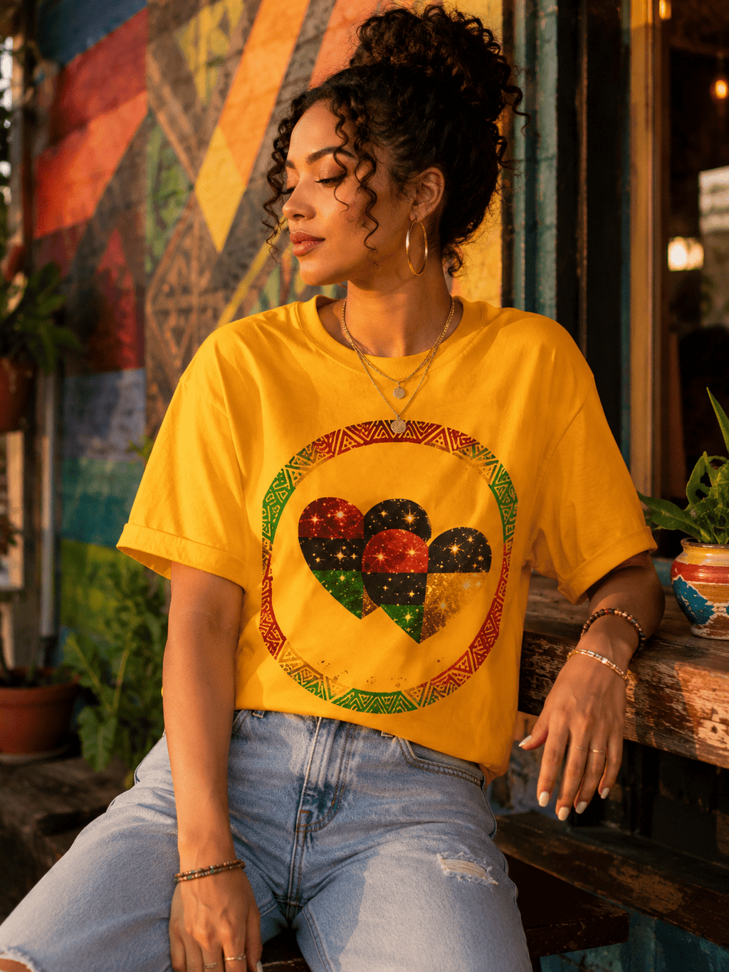 Pan-African Heart Tee - Unity Heritage Graphic T-Shirt