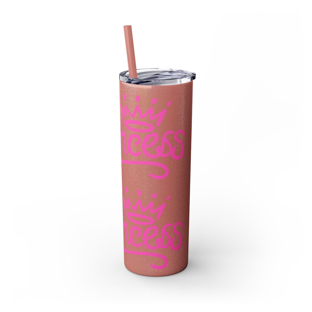 Personalized Skinny Tumbler with Straw, Cute Princess Design, Travel Cup, Gift for Her, Birthday Party Favor, Summer Vibes, Toddler Approved
