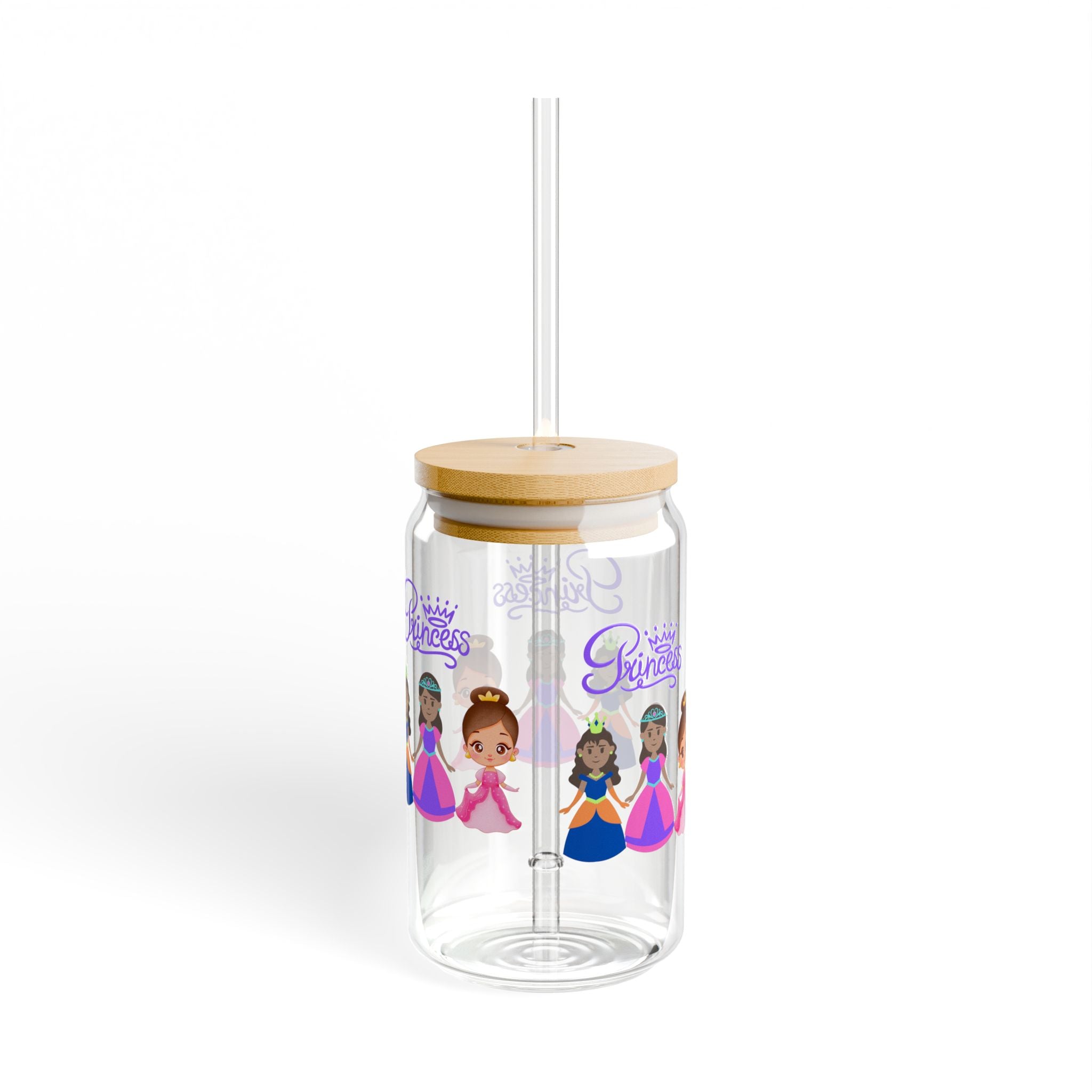 Princess Sipper Glass, 16oz - Cute Drinkware for Kids, Birthday Gift, Party Favors, BPA-Free, Eco-Friendly