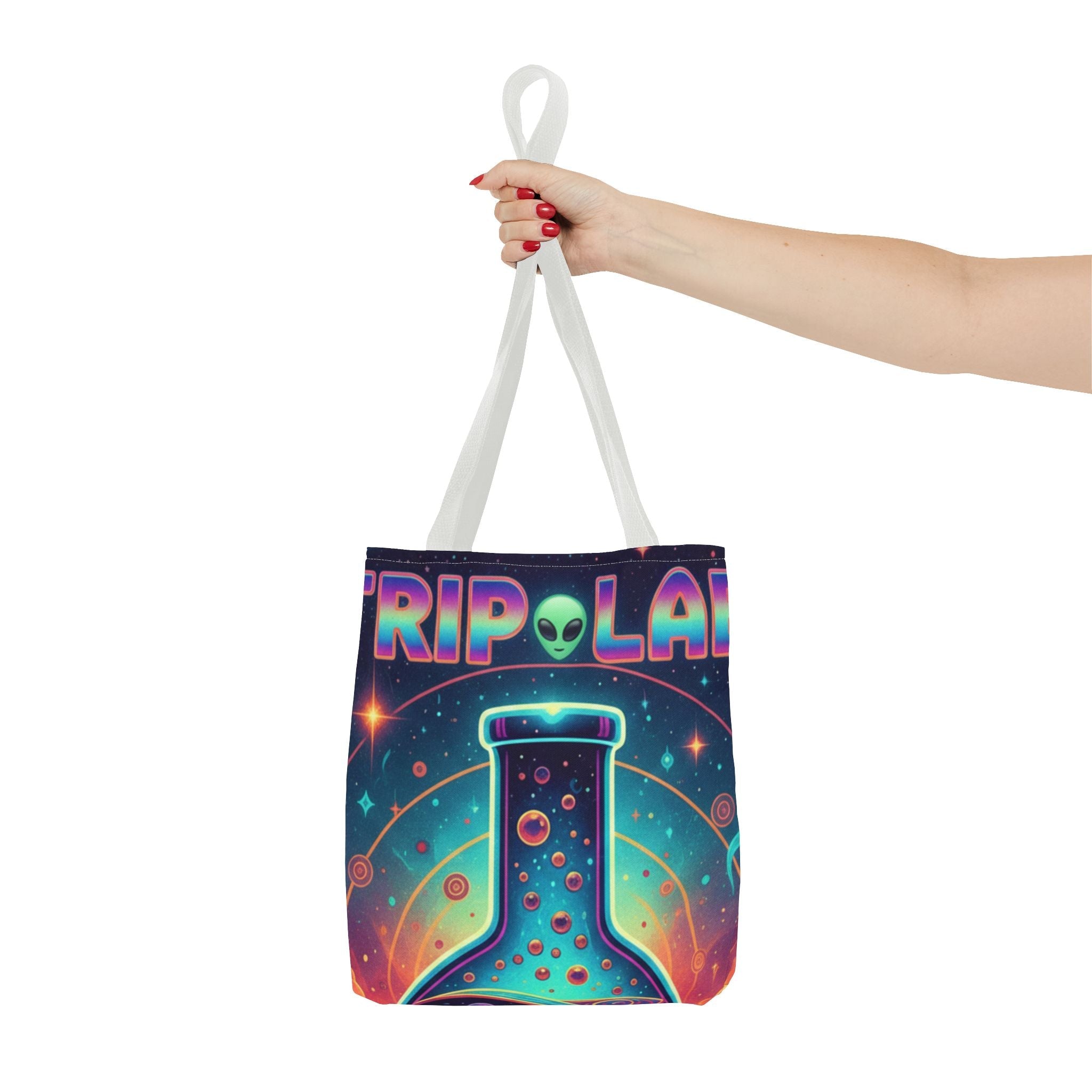 Psychedelic Alien Lab Tote Bag – Colorful Trippy Science Art Tote Printify