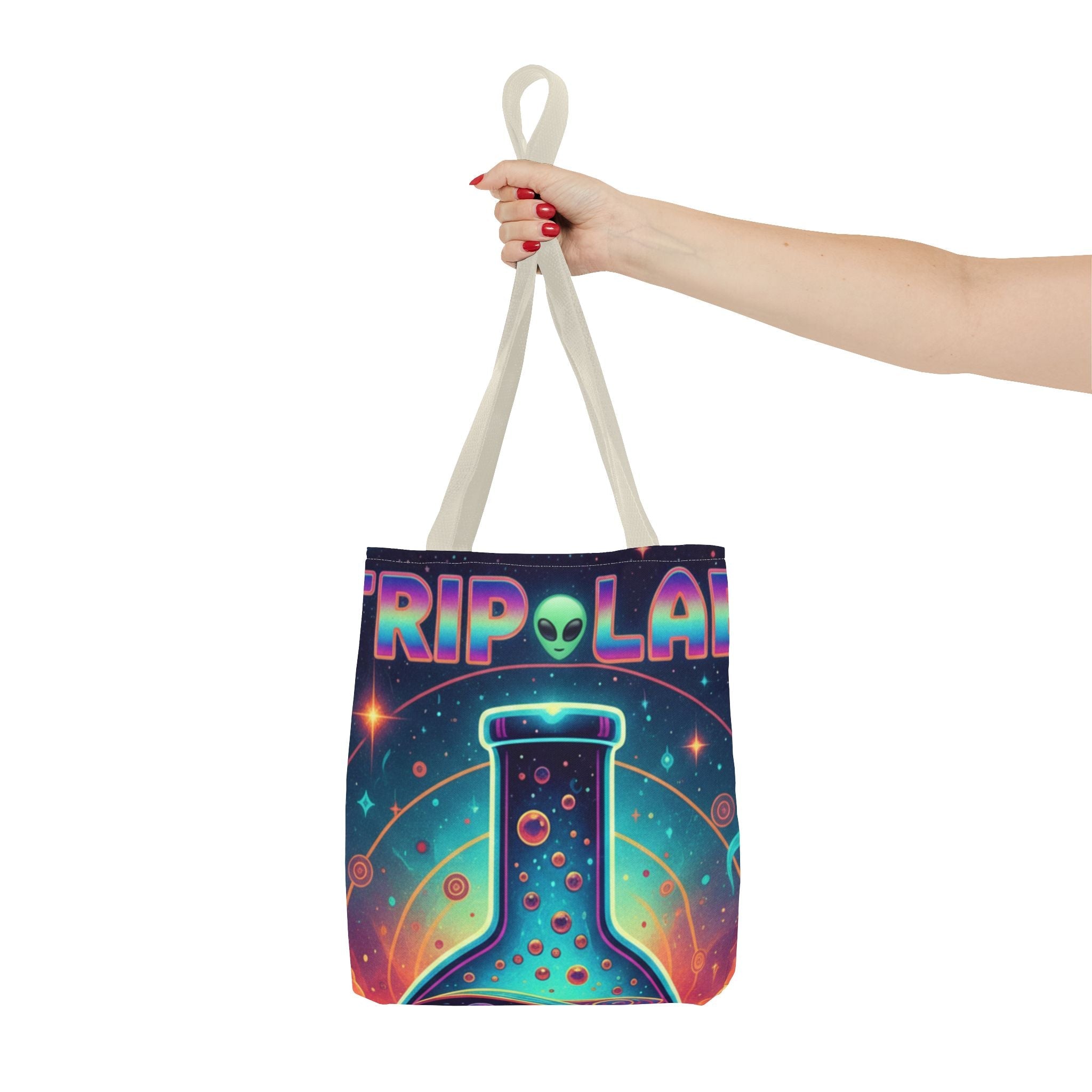Psychedelic Alien Lab Tote Bag – Colorful Trippy Science Art Tote Printify