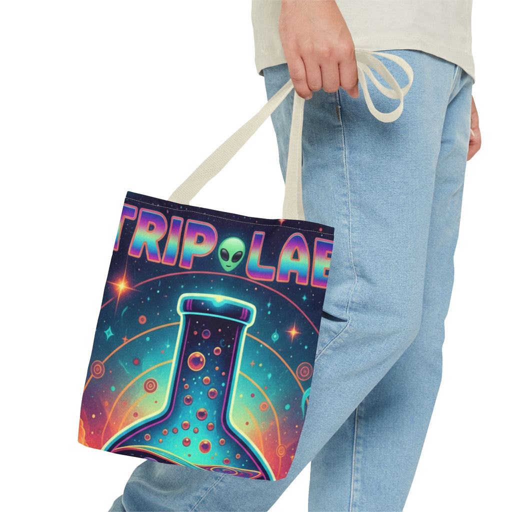 Psychedelic Alien Lab Tote Bag – Colorful Trippy Science Art Tote Printify