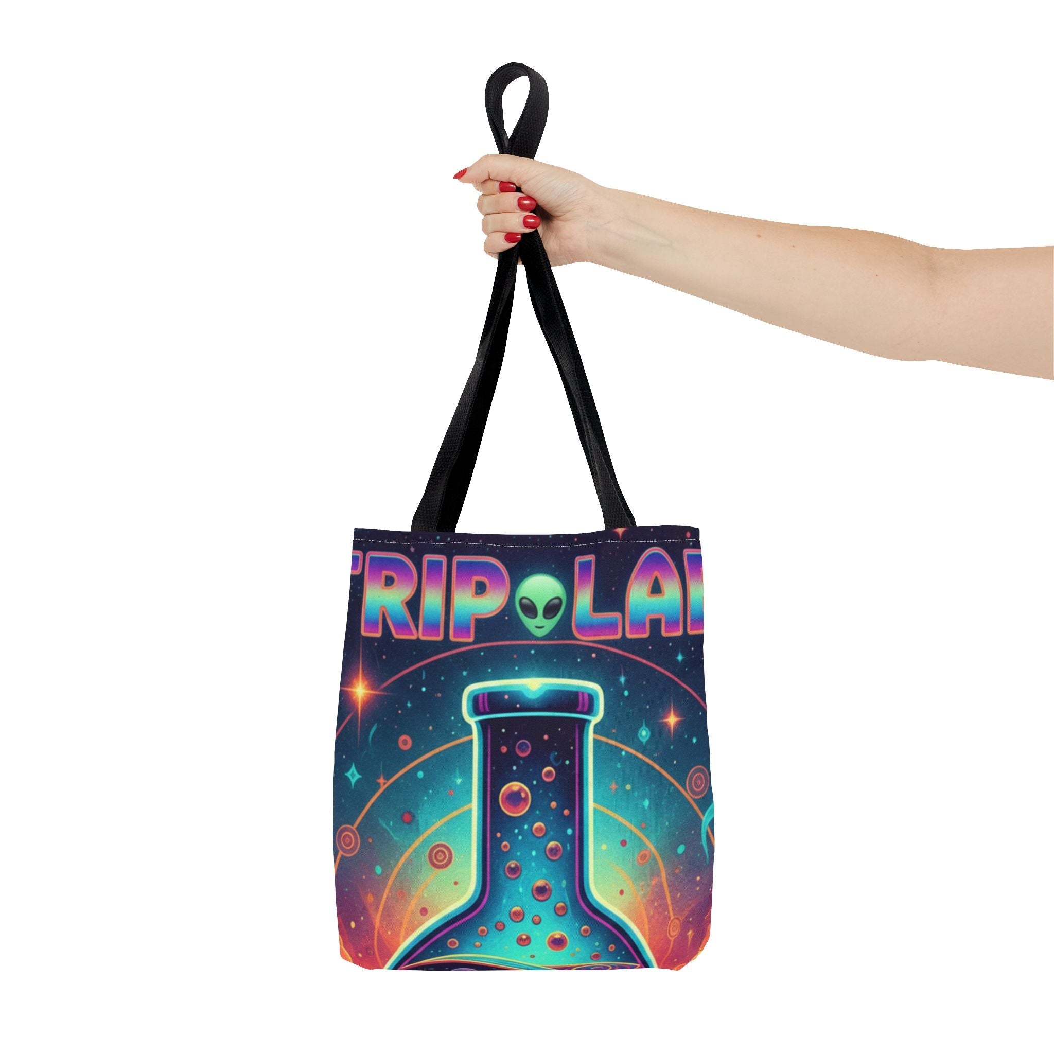 Psychedelic Alien Lab Tote Bag – Colorful Trippy Science Art Tote Printify