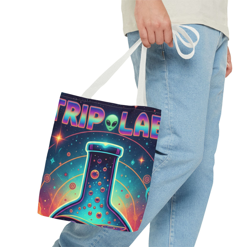 Psychedelic Alien Lab Tote Bag – Colorful Trippy Science Art Tote Printify