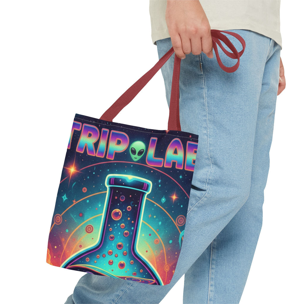 Psychedelic Alien Lab Tote Bag – Colorful Trippy Science Art Tote Printify