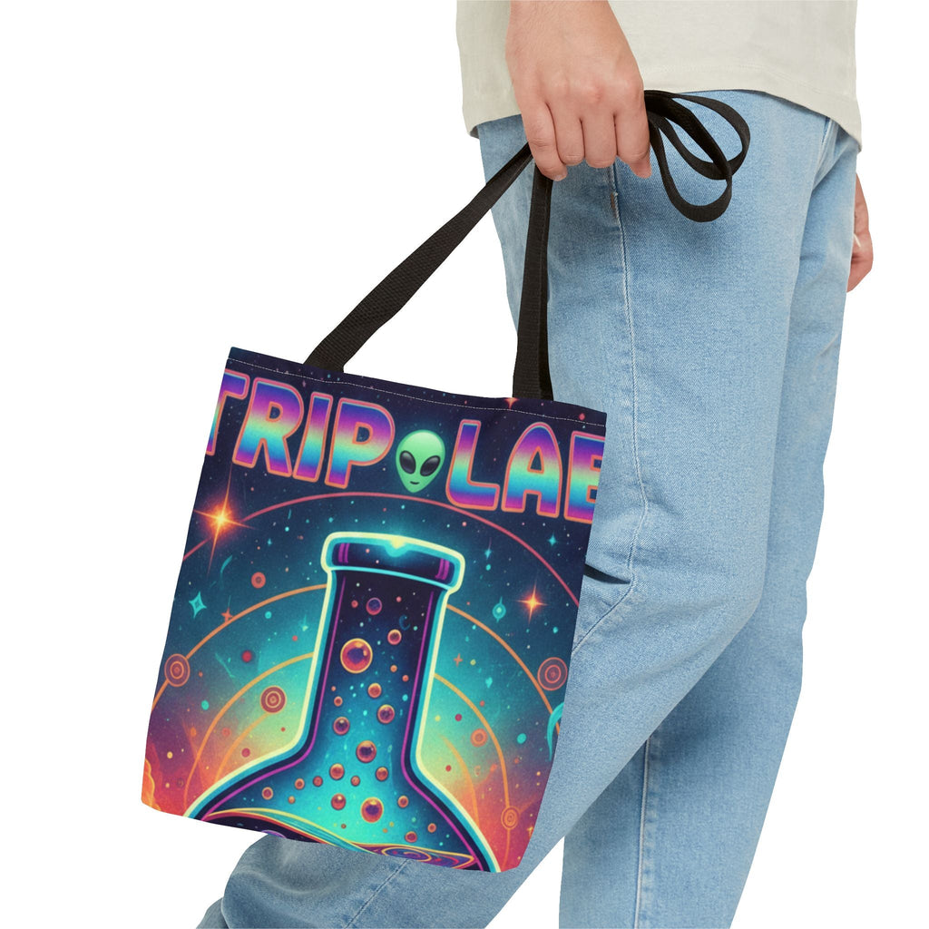 Psychedelic Alien Lab Tote Bag – Colorful Trippy Science Art Tote Printify