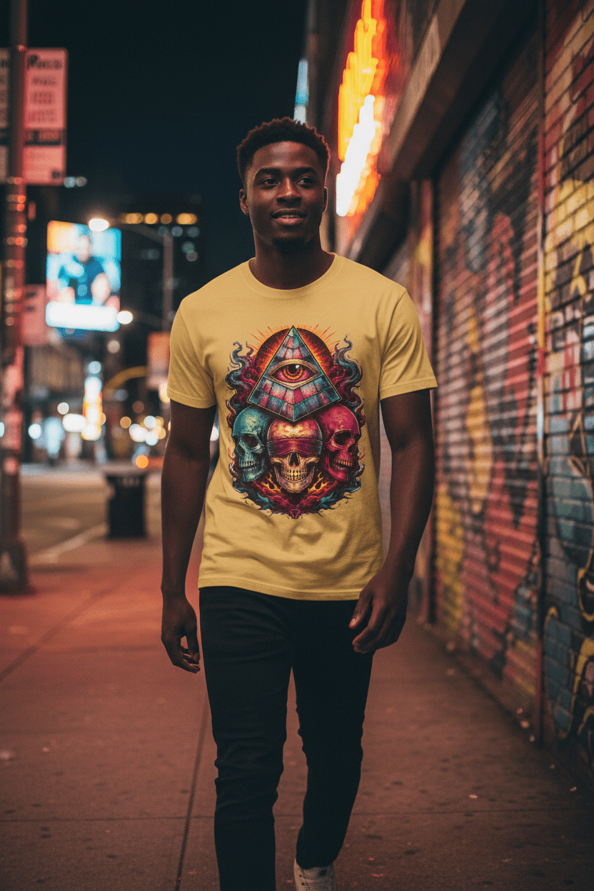 Higher Frequency Colorful Tee Night Black Model