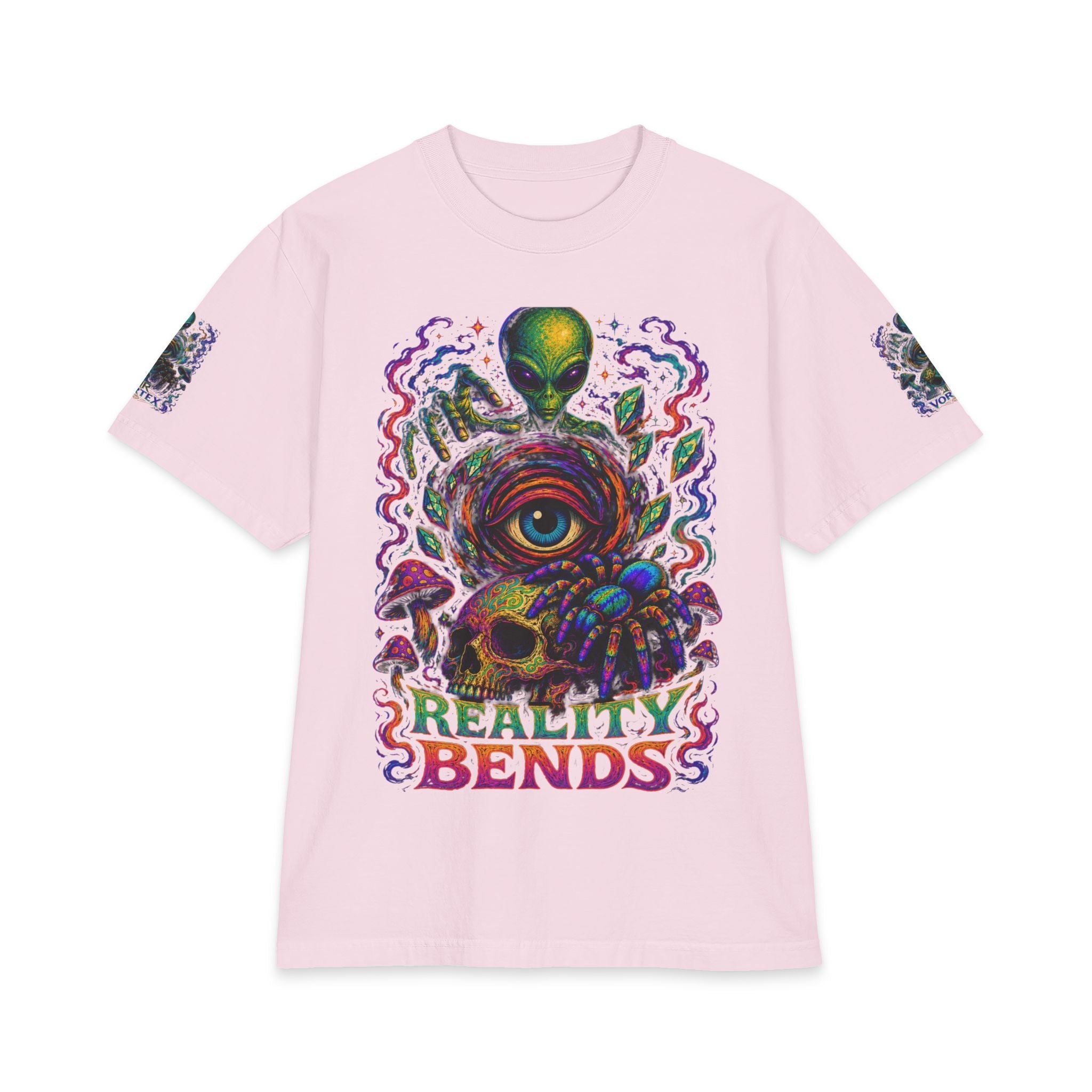 "Reality Bends" Alien Eye Crown Skull Graphic Tee