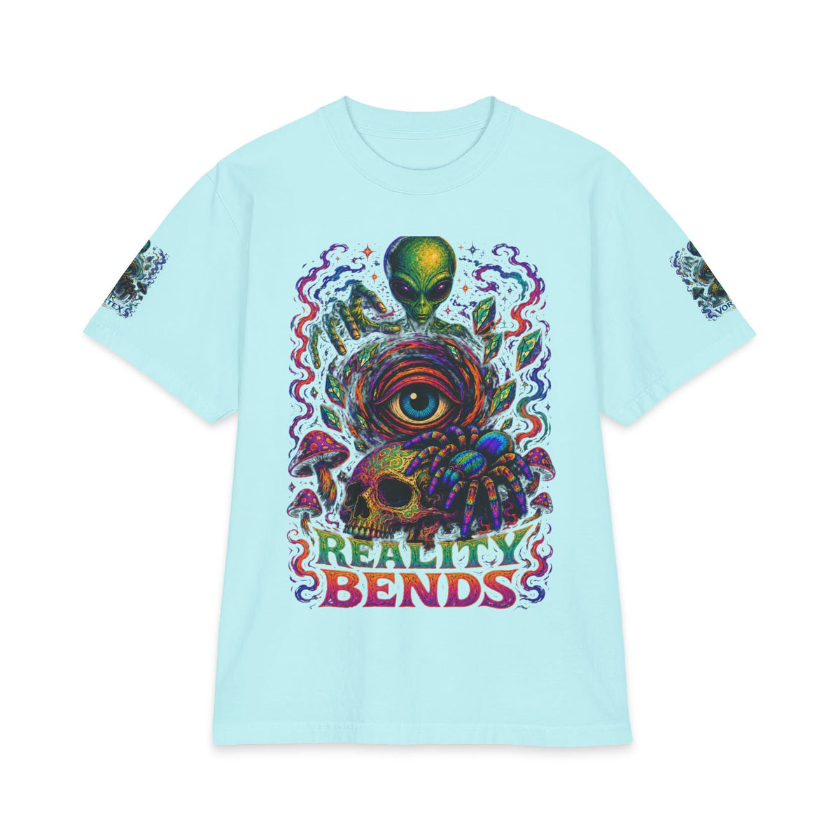 "Reality Bends" Alien Eye Crown Skull Graphic Tee