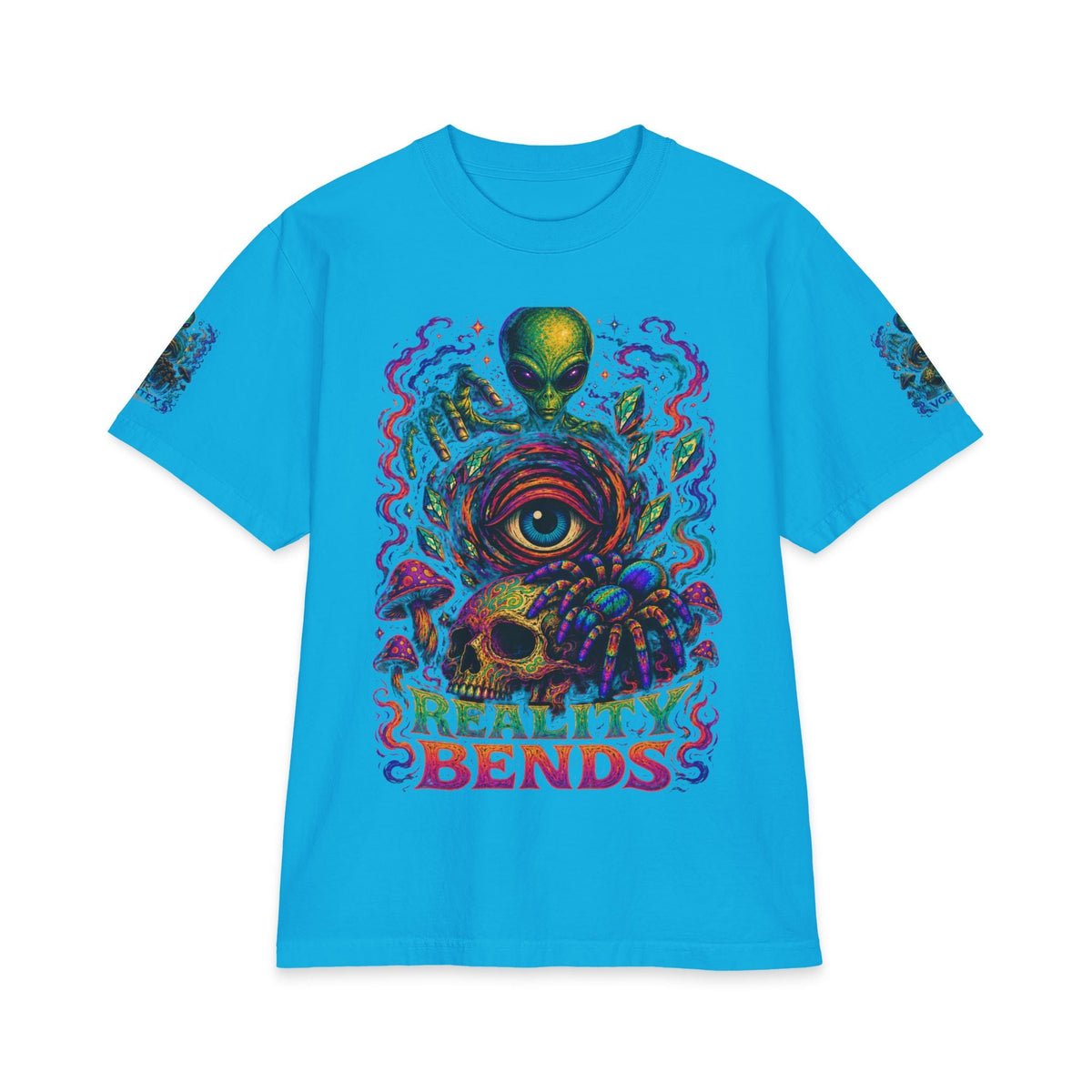 "Reality Bends" Alien Eye Crown Skull Graphic Tee