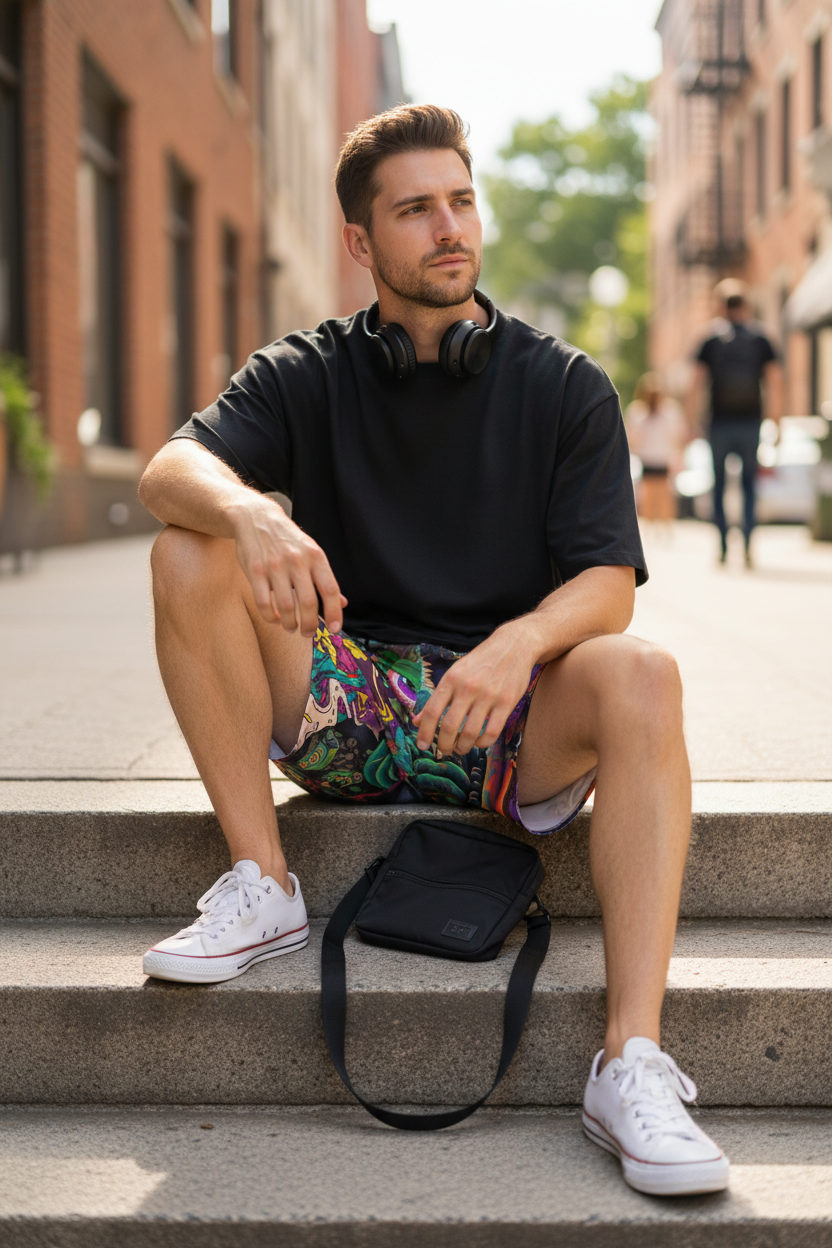 Psychedelic Shorts — Casual Everyday Sit