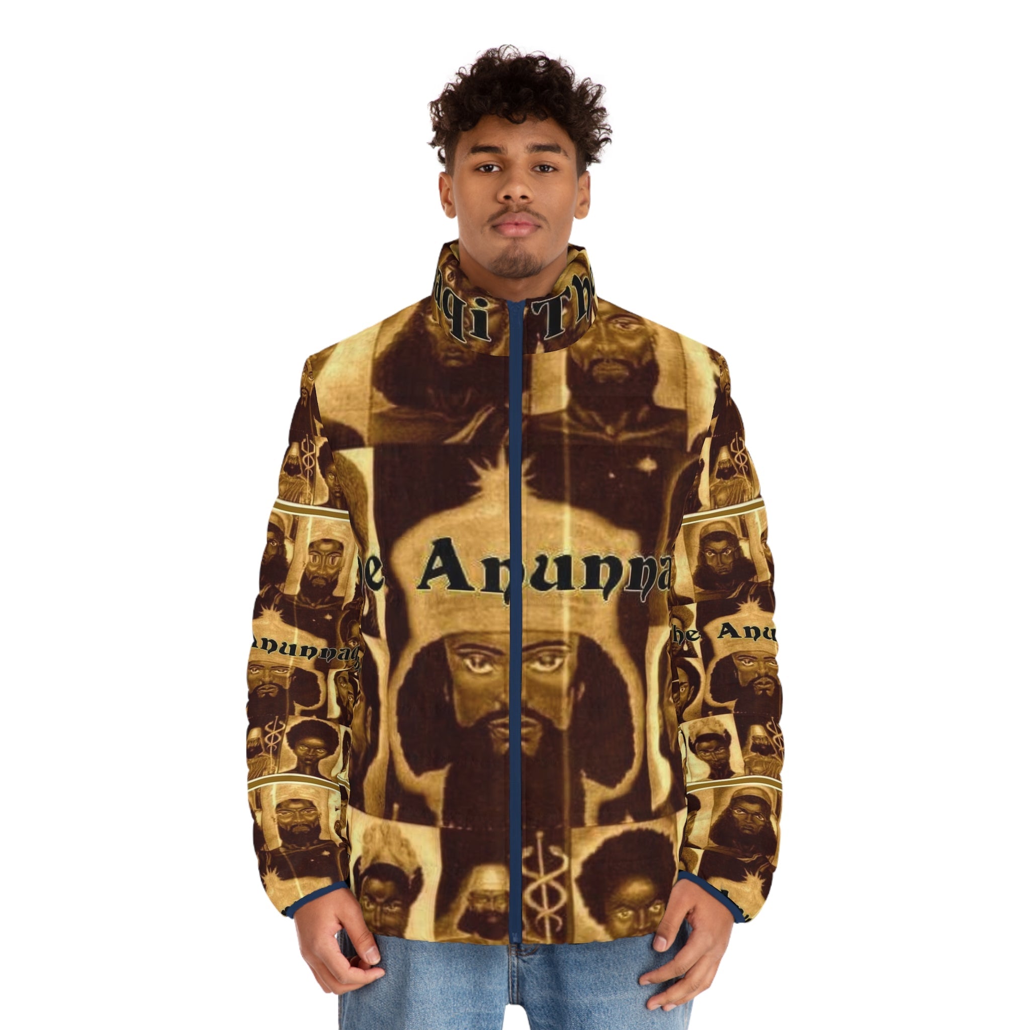 Puffer Jacket - Vintage Ethiopian Icon Collage "The Anunnak" Printify