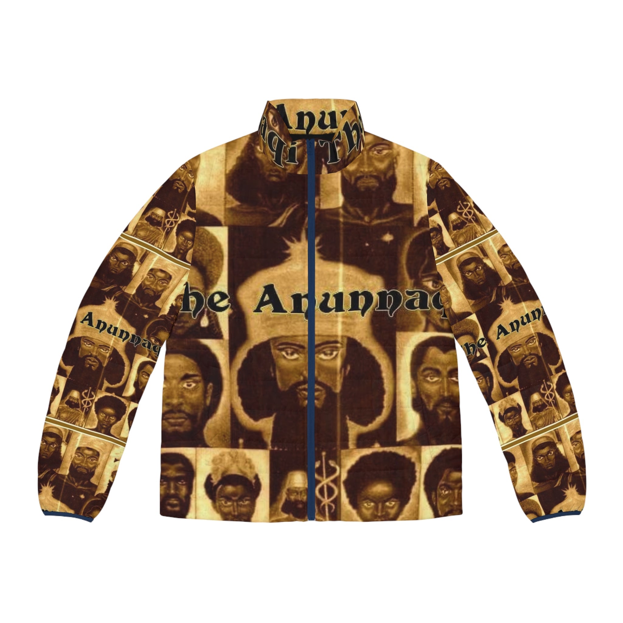 Puffer Jacket - Vintage Ethiopian Icon Collage "The Anunnak" Printify