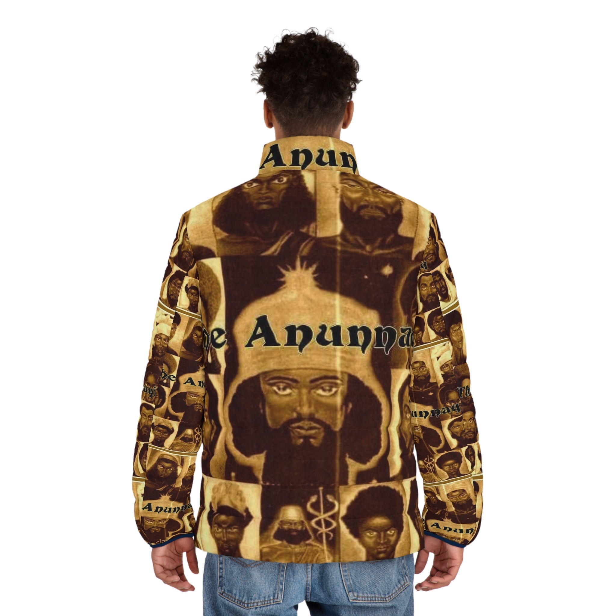 Puffer Jacket - Vintage Ethiopian Icon Collage "The Anunnak" Printify