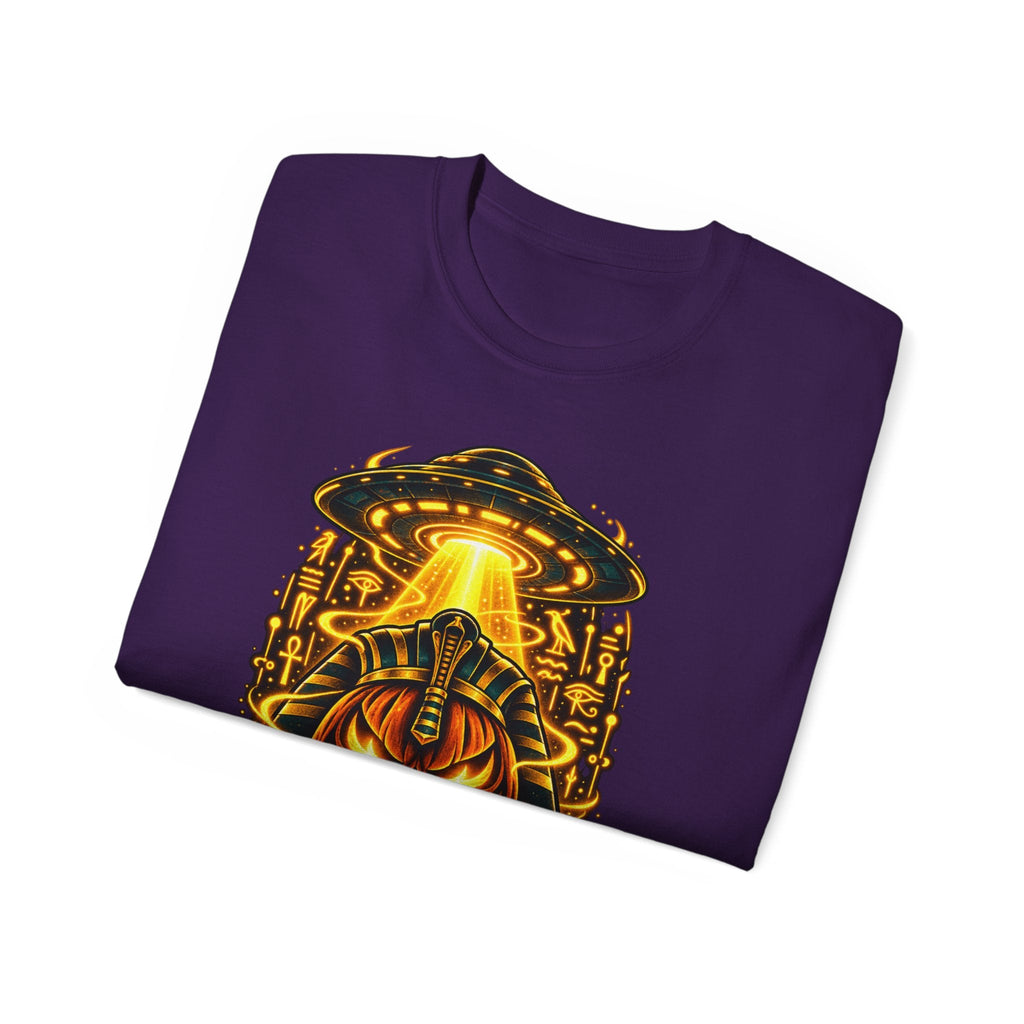 Pumpkin Pharaoh Halloween Tee — Jack-o'-Lantern Alien Mummy Graphic Shirt