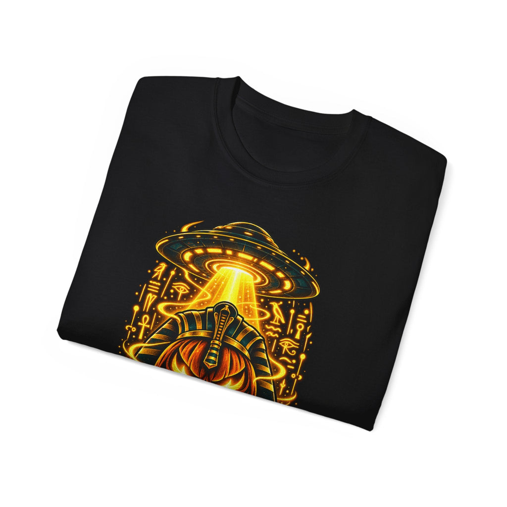 Pumpkin Pharaoh Halloween Tee — Jack-o'-Lantern Alien Mummy Graphic Shirt