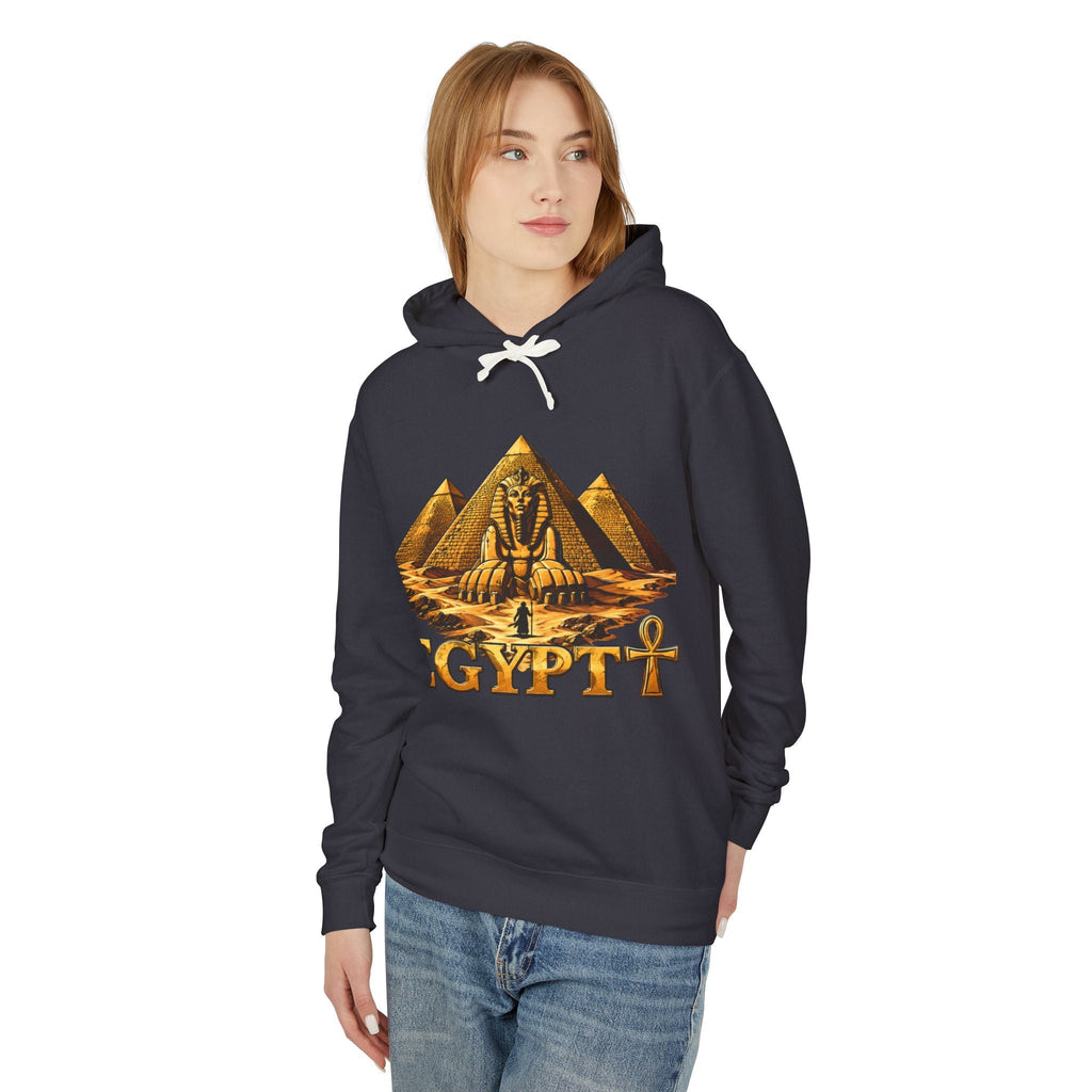 Pyramids and Sphinx Ankh hoodie, ancient Egypt streetwear by JR Vortex, view 6