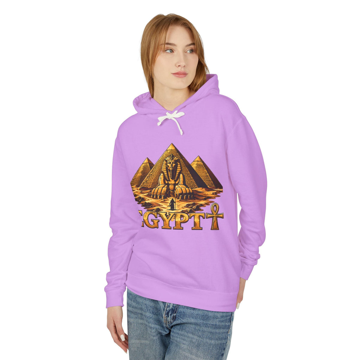 Pyramids and Sphinx Ankh hoodie, ancient Egypt streetwear by JR Vortex, view 9