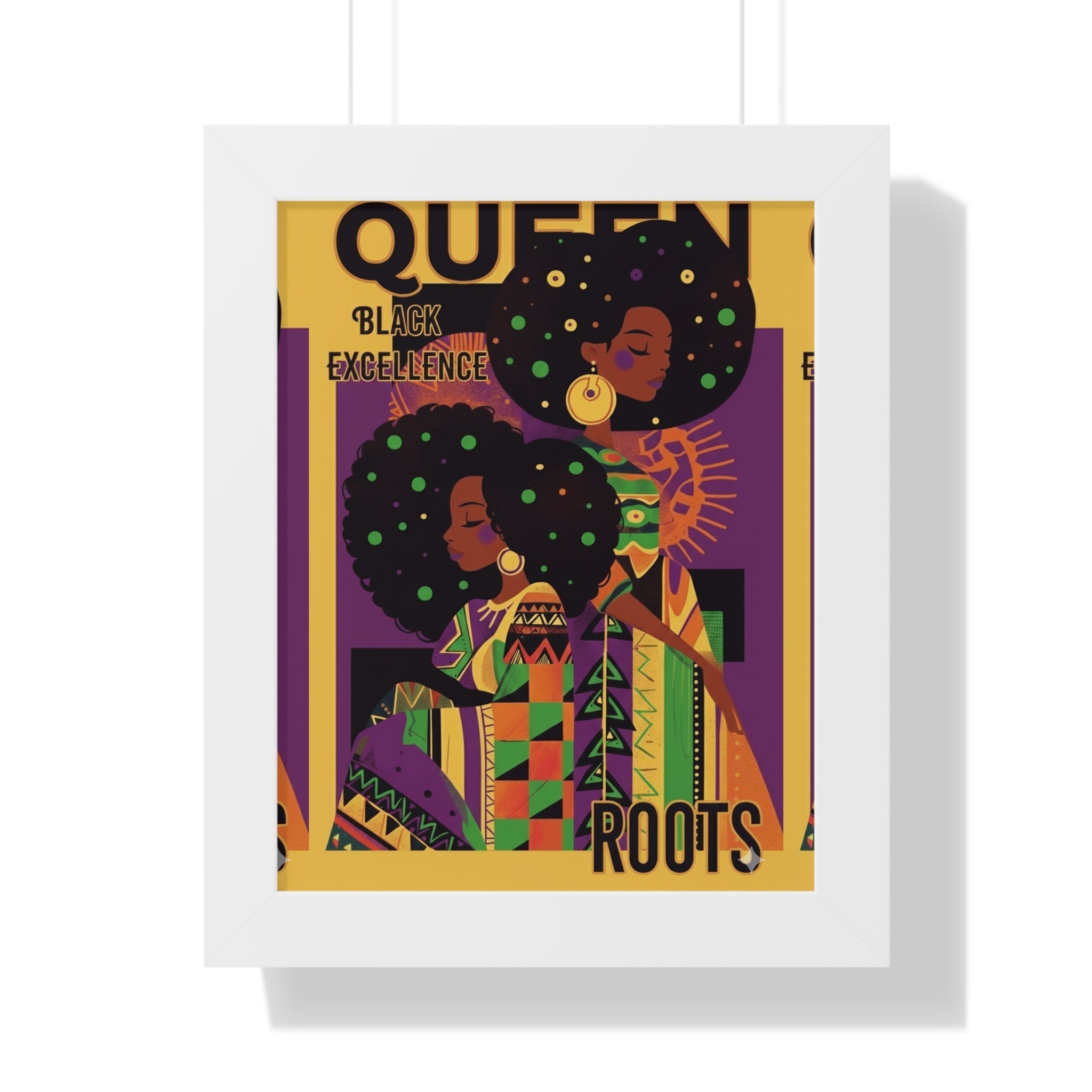 Queen Roots Framed Vertical Poster — Afrocentric Botanical Wall Art