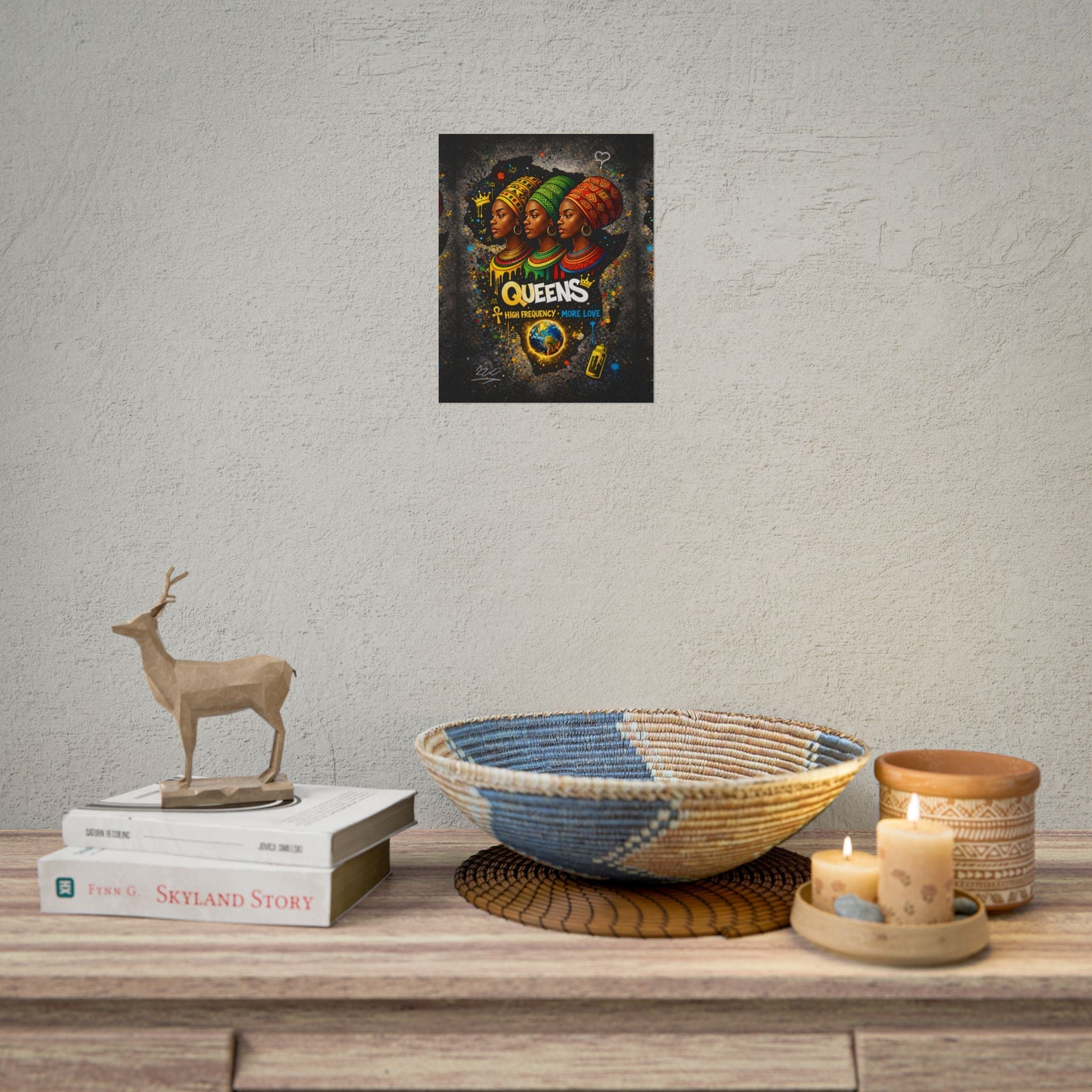 Queens Afrocentric Art Poster — "Queens: High Frequency More Love" Rolled Print Printify