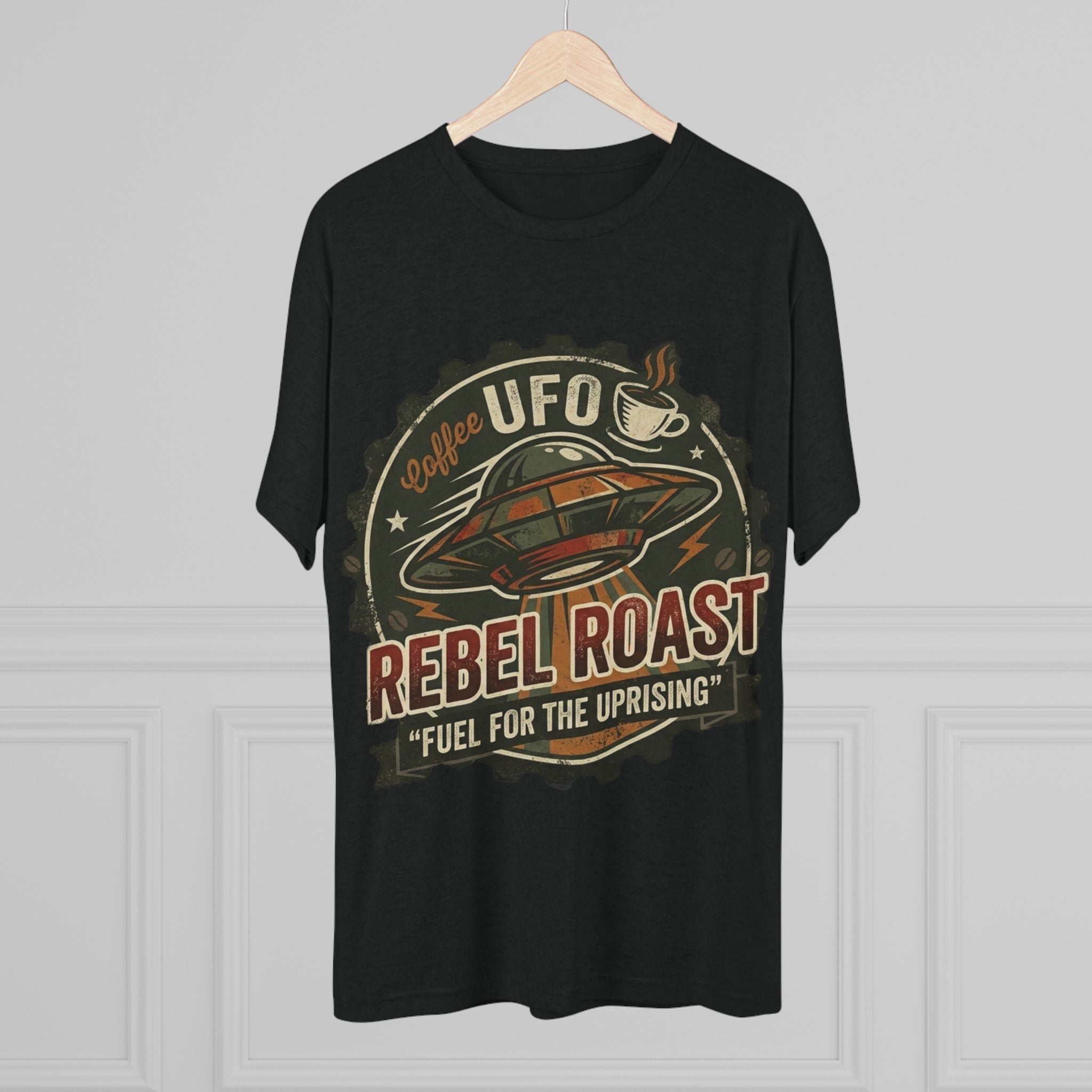 Rebel Roast UFO Coffee Tee — Vintage Space Coffee Shirt Printify
