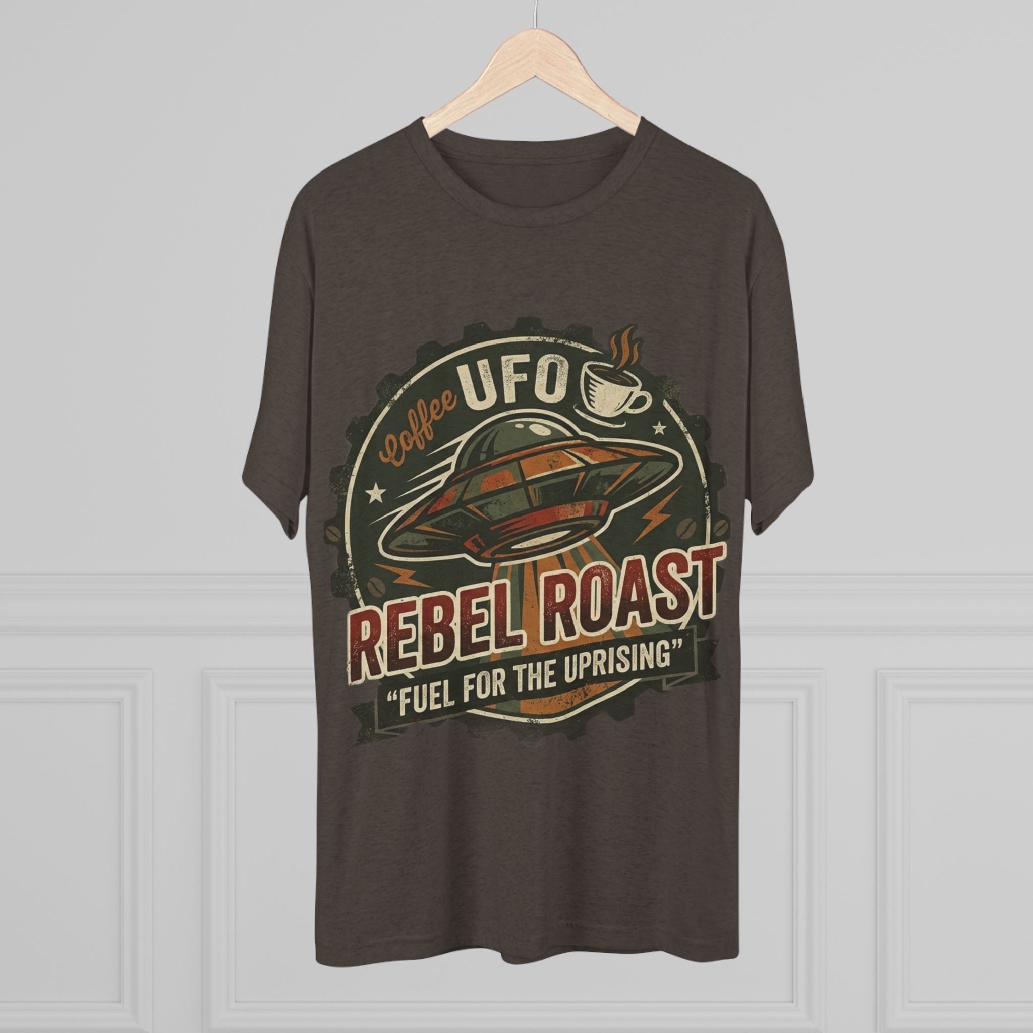 Rebel Roast UFO Coffee Tee — Vintage Space Coffee Shirt Printify
