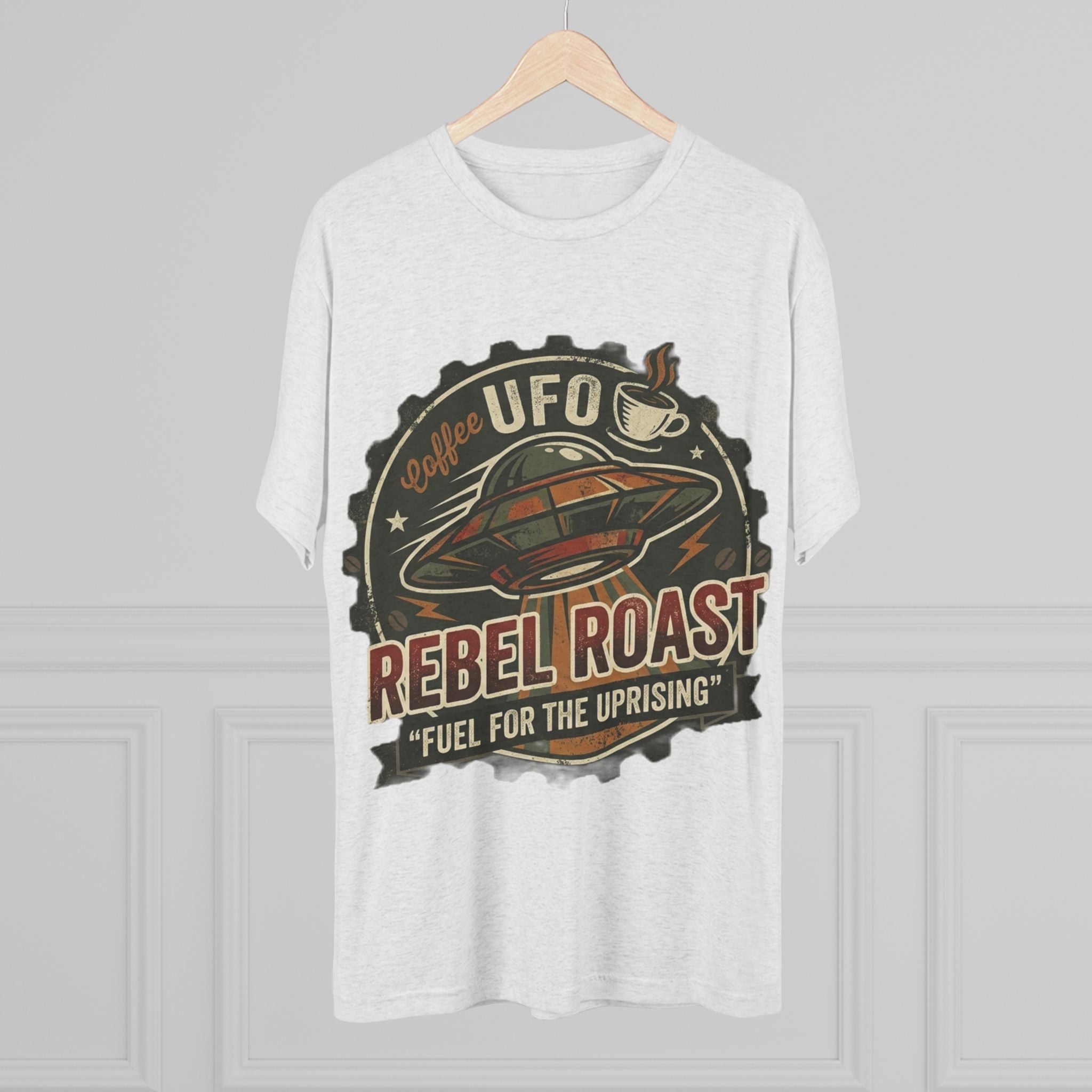 Rebel Roast UFO Coffee Tee — Vintage Space Coffee Shirt Printify